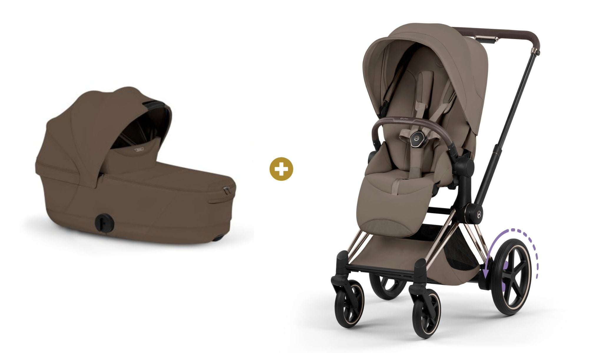 Cybex E-PRIAM 5 Style inkl. Babywanne faltbar Coconut Brown