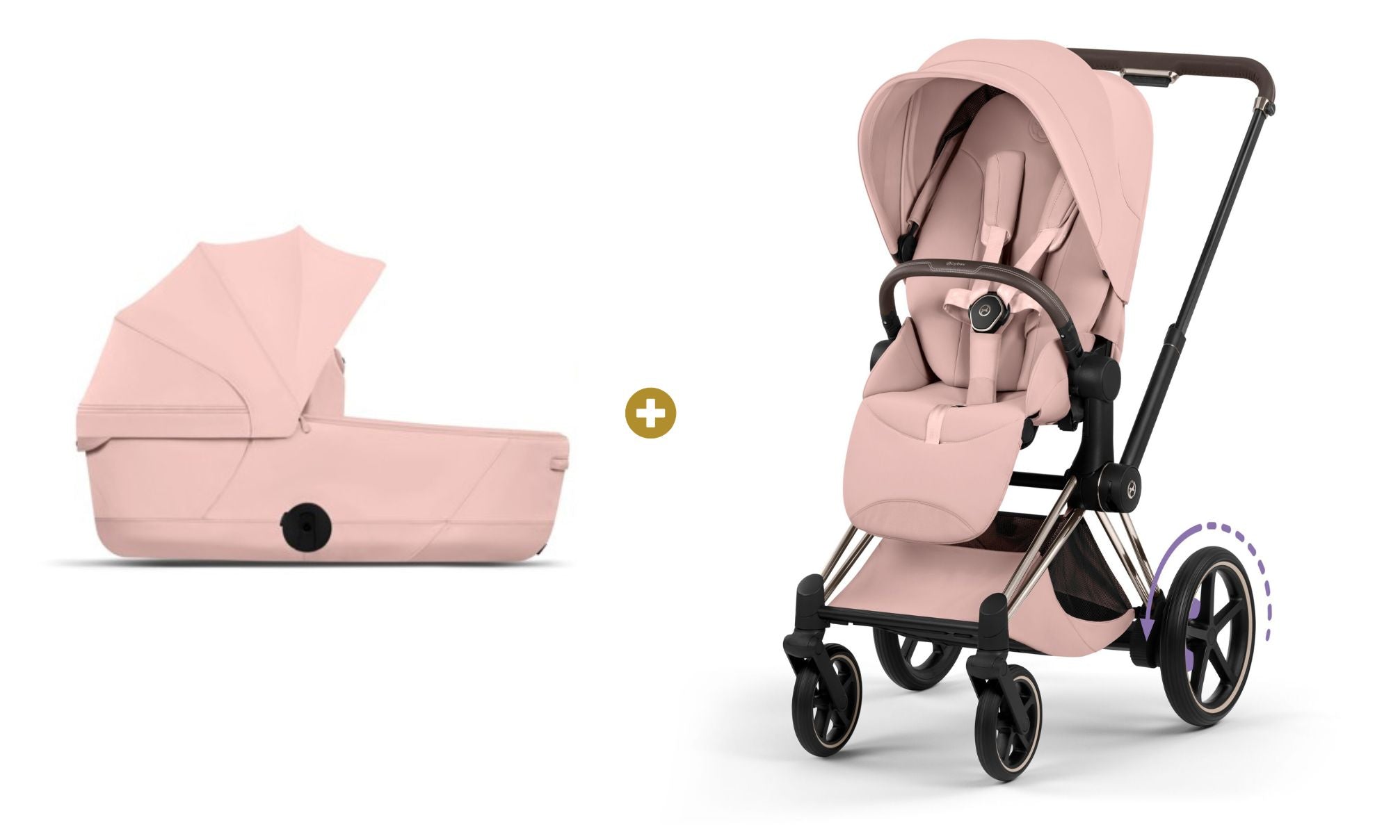 Cybex E-PRIAM 5 Style inkl. Babywanne faltbar Peach Pink