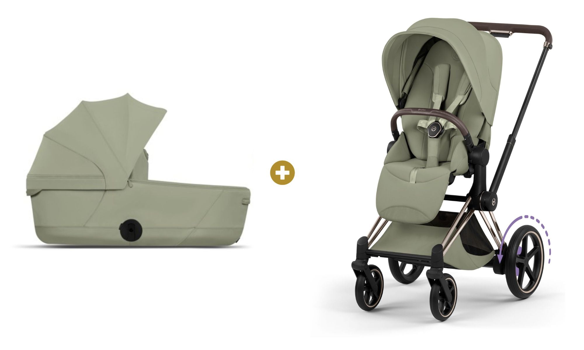 Cybex E-PRIAM 5  Style inkl. Babywanne faltbar Sage Green