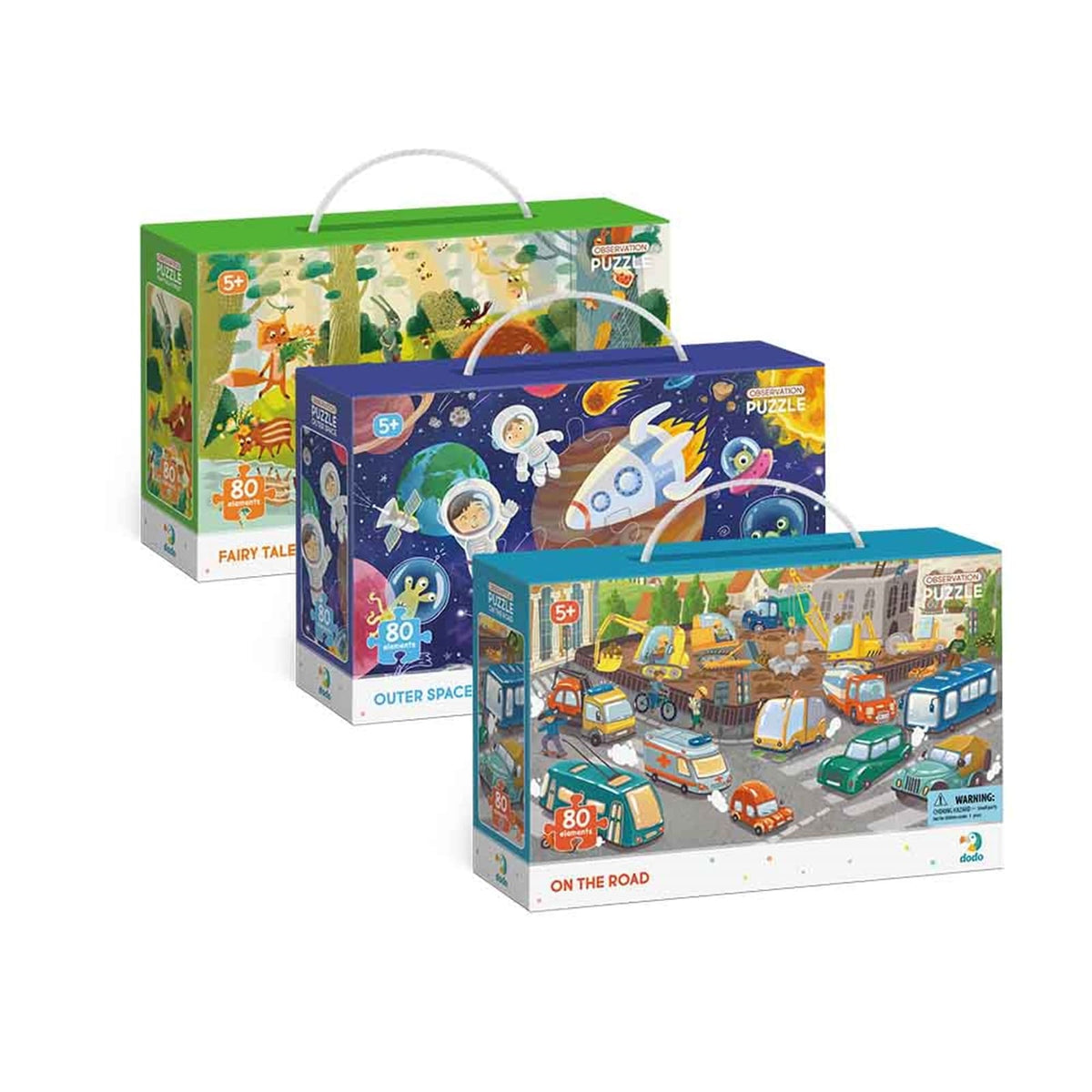 DODO Beobachtungspuzzle 3er Set je 80 Teile, 5J+