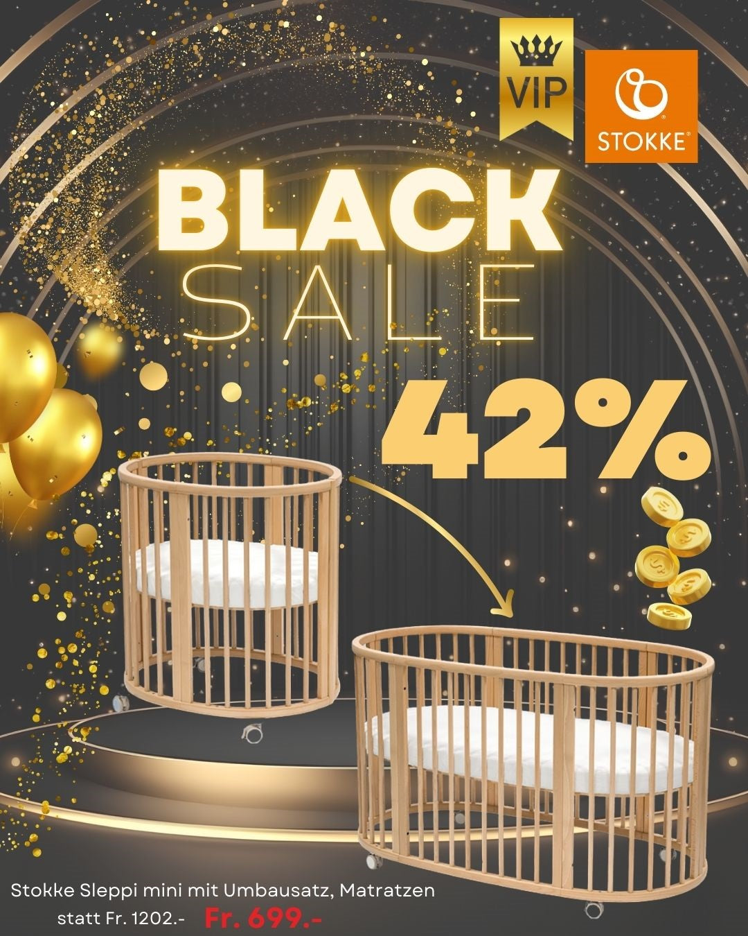 Stokke® Sleepi Mini V3 mit Sleepi Umbausatz Set inkl. Matratzen *BLACKSALE*