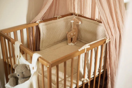 Jollein Bettumrandung/Laufgitterumrandung 180 x 30 cm Check Knit Oatmeal