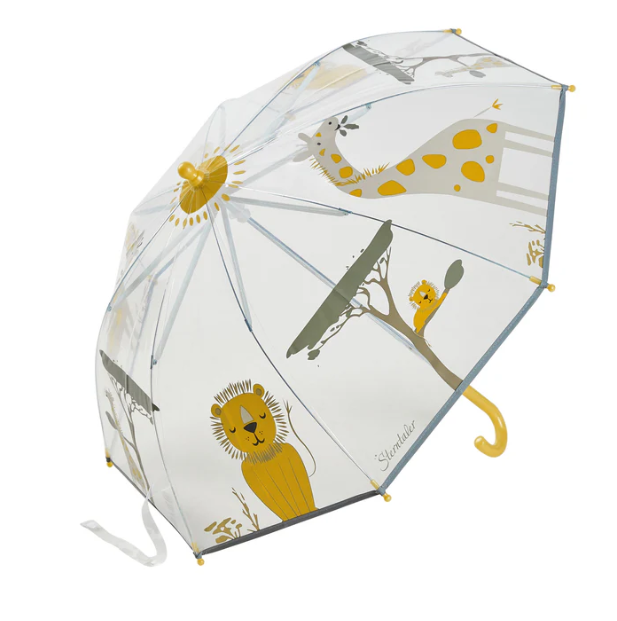 Sterntaler Kinder Regenschirm Safari transparent mit Löwe und Giraffe