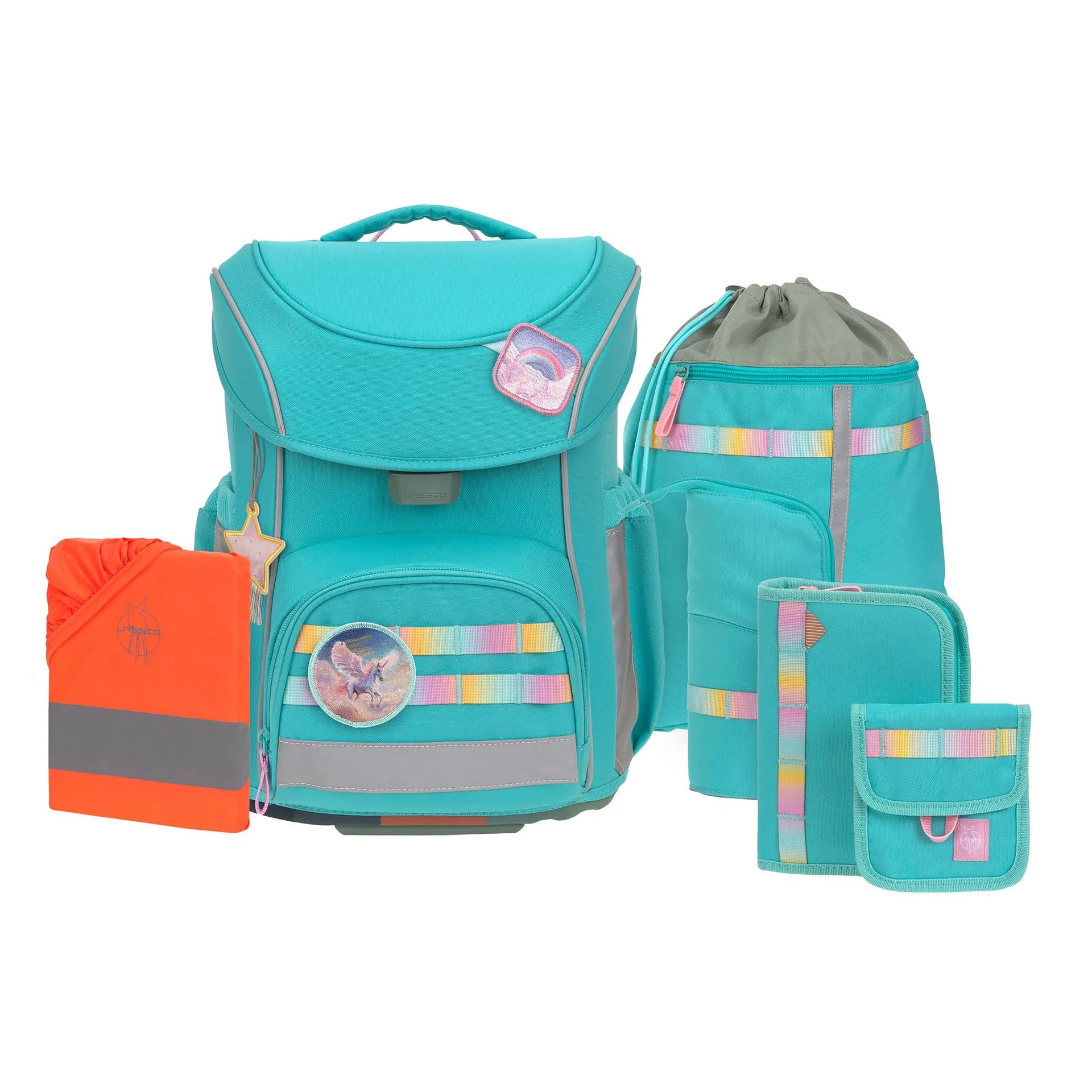 Lässig Schulranzen Set 7-teilig Slim - Unique, Türkis