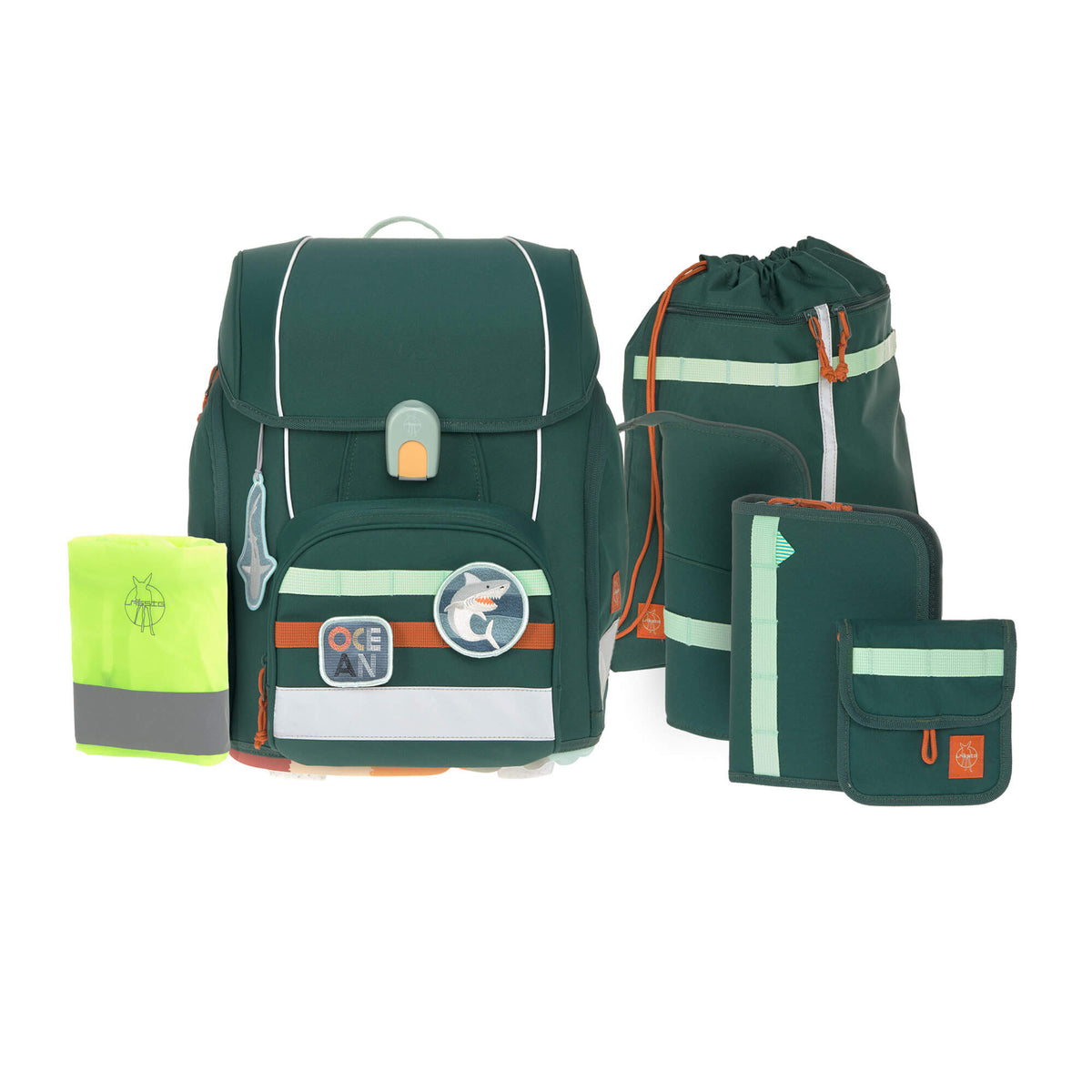 Lässig Schulranzen Set 7-teilig Boxy Unique Dark Green Ocean Edition
