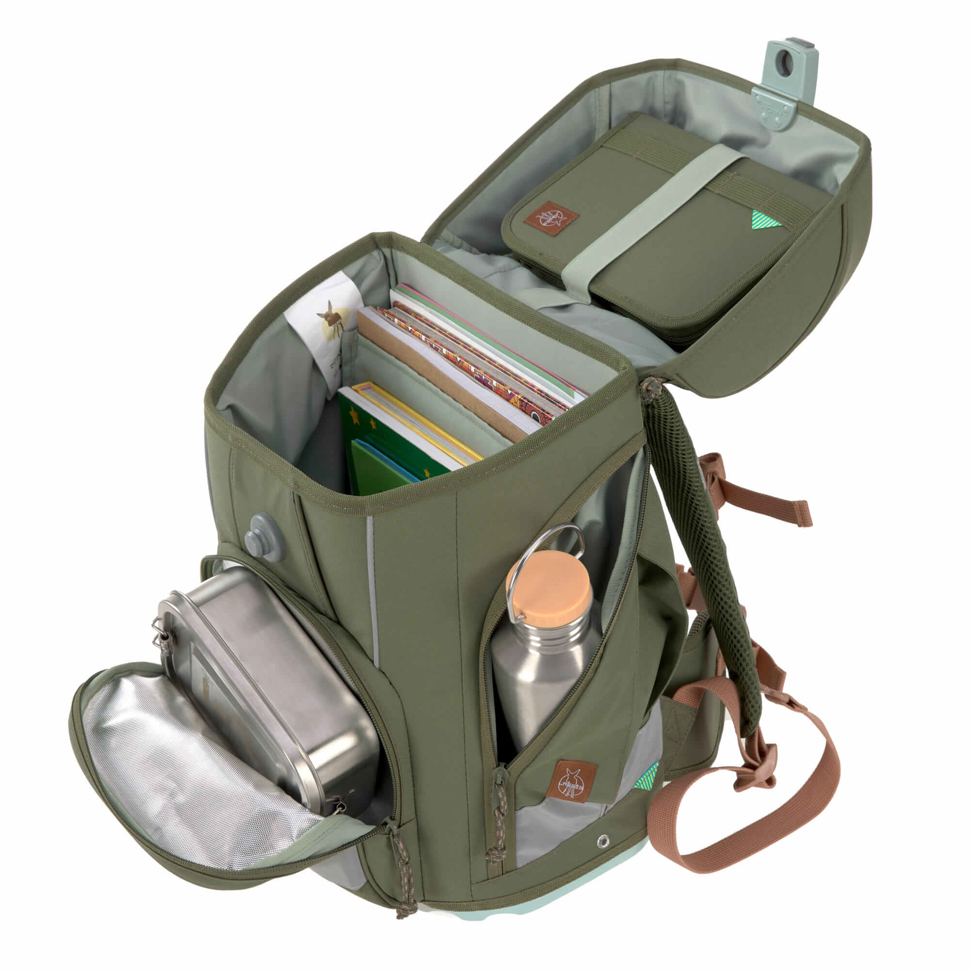 Lässig Schulranzen Set 7-teilig Boxy Unique Olive