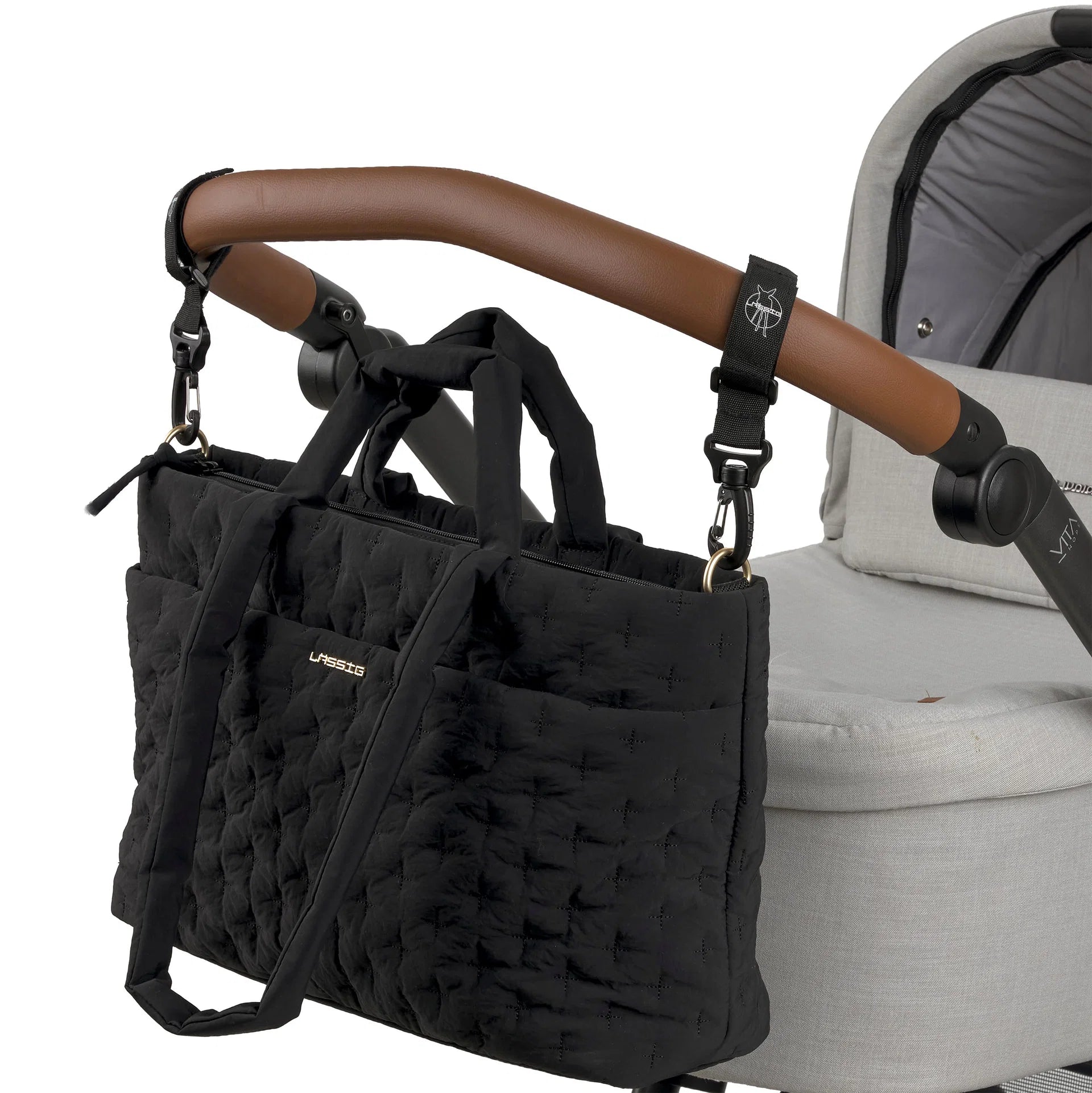 Lässig Wickeltasche gesteppt Liva, Schwarz