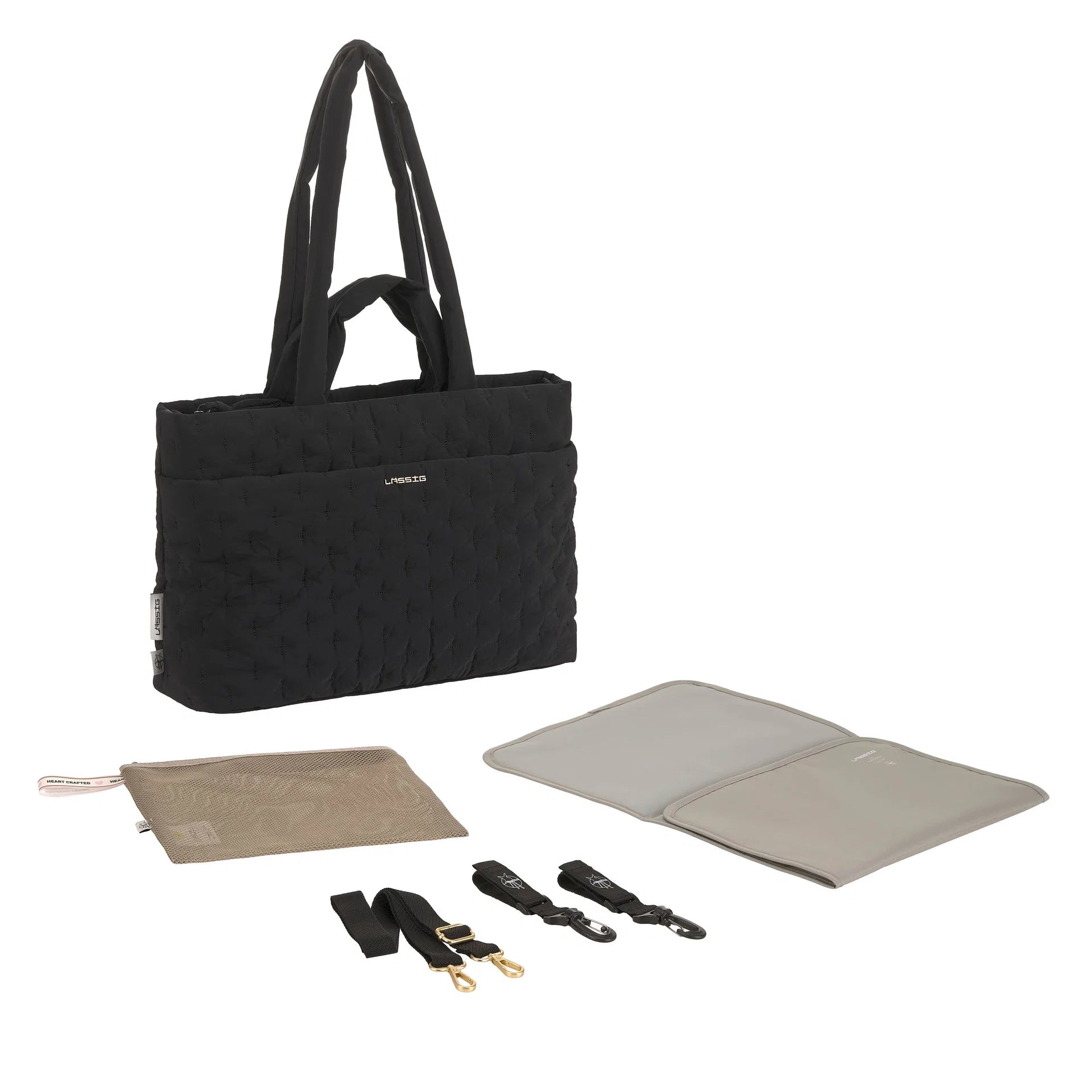 Lässig Wickeltasche gesteppt Liva, Schwarz