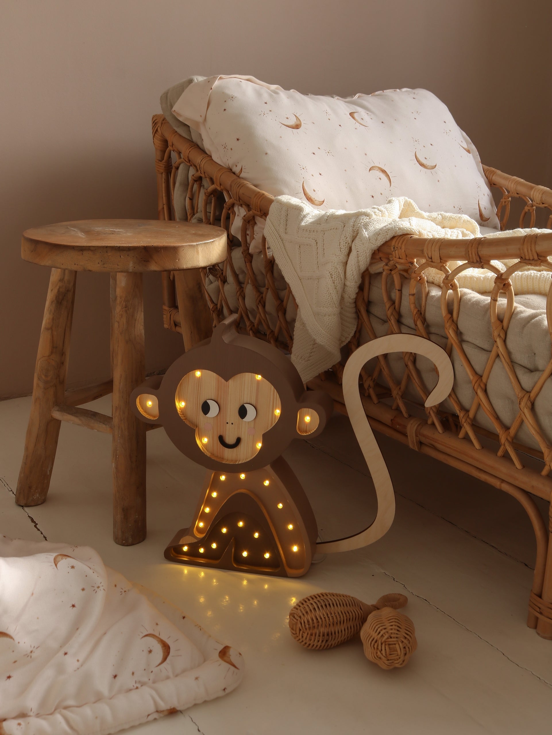 Little Lights Monkey Lamp brown
