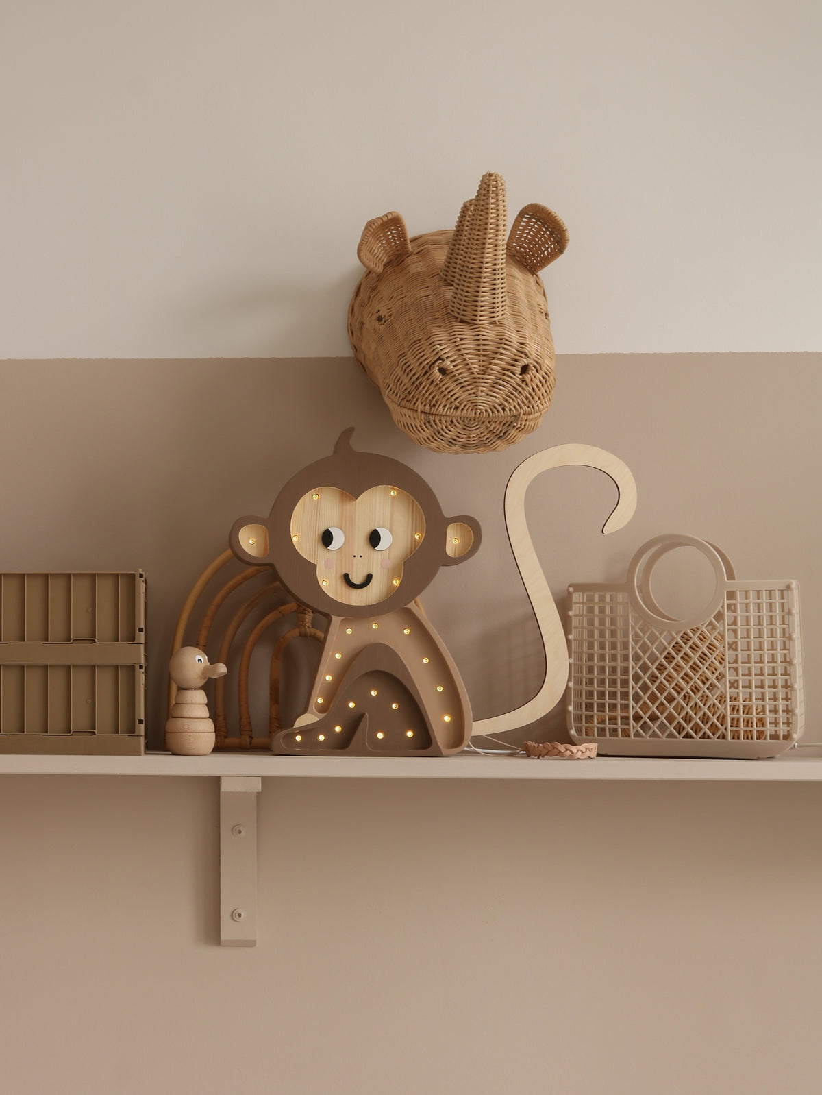 Little Lights Monkey Lamp brown