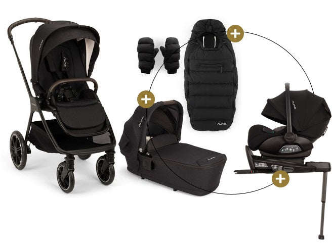 Nuna TRIV LX 4in1 Bundle mit Babywanne, Babyschale Arra Flex & Base360, Stroller Set