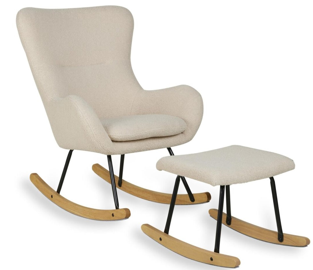 QUAX Bundle Schaukelstuhl Basic mit Hocker Beige Sheep *SALE*