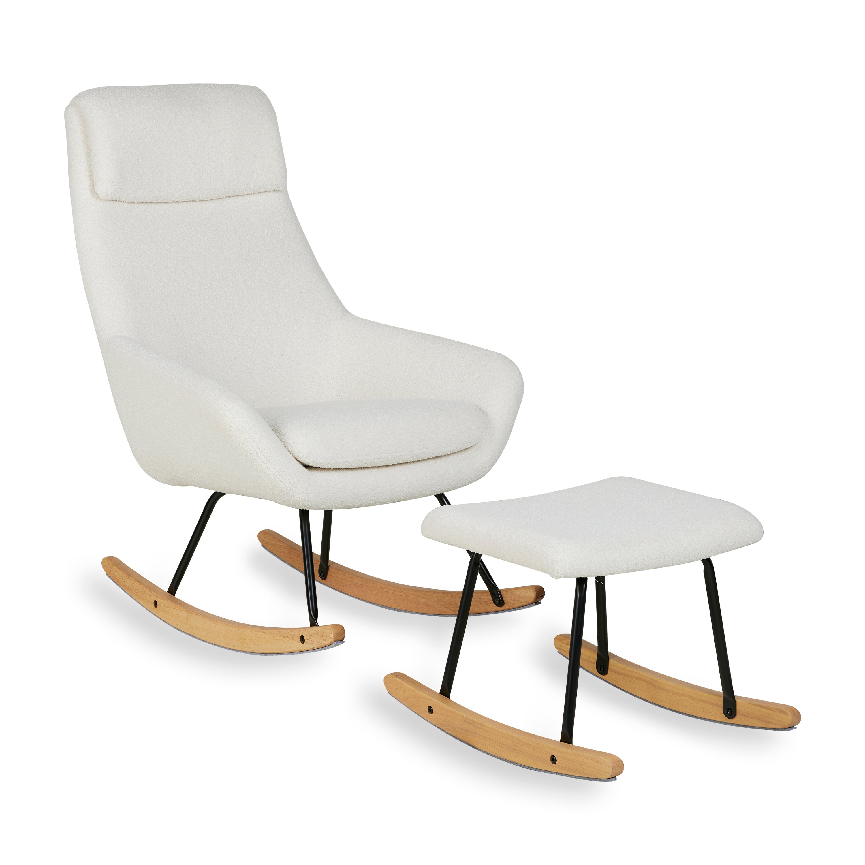 Quax Schaukelstuhl Nordic Sheep cream mit Hocker