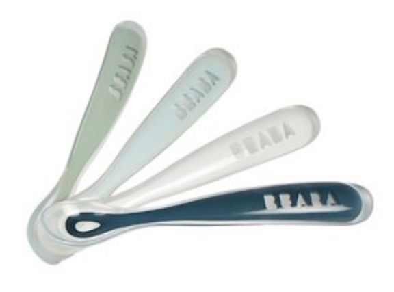 Beaba Löffel-Set 4er Pack grau/hellblau/weiss/dunkelblau