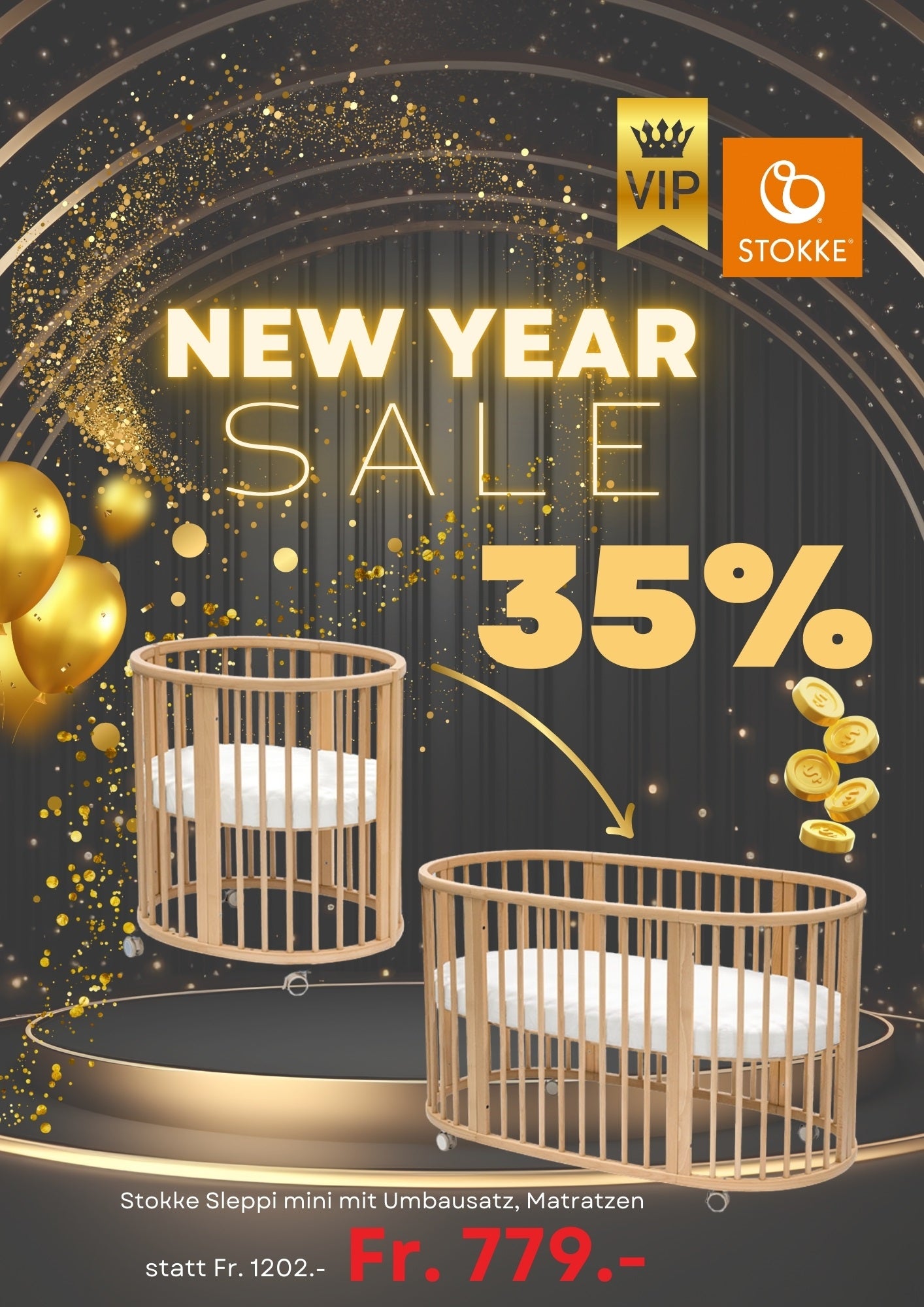 Stokke® Sleepi Mini V3 mit Sleepi Umbausatz Set inkl. Matratzen *BLACKSALE*