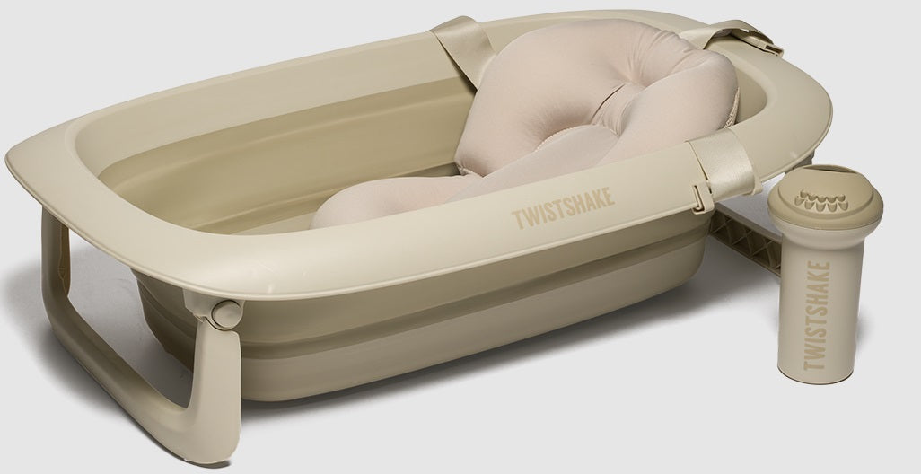 Twistshake Badewannen - Set mit Kissen und Badebrause beige