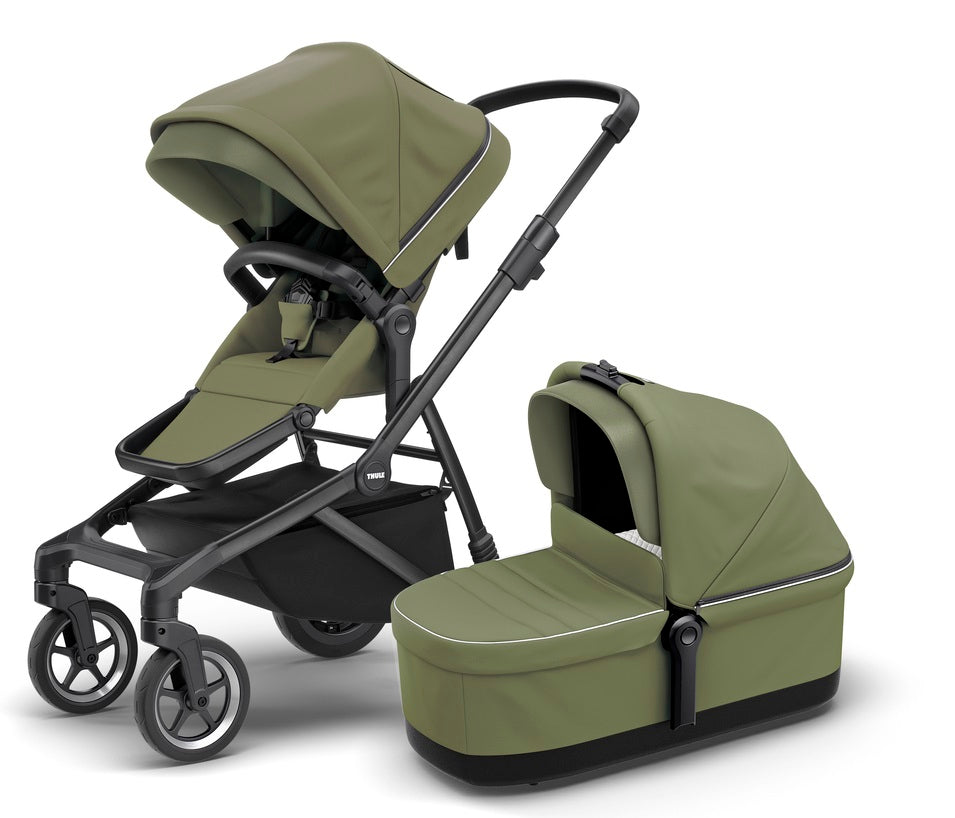 Thule Buggy Sleek SoftGreen on Black inkl. Babywanne (schwarzer Rahmen)