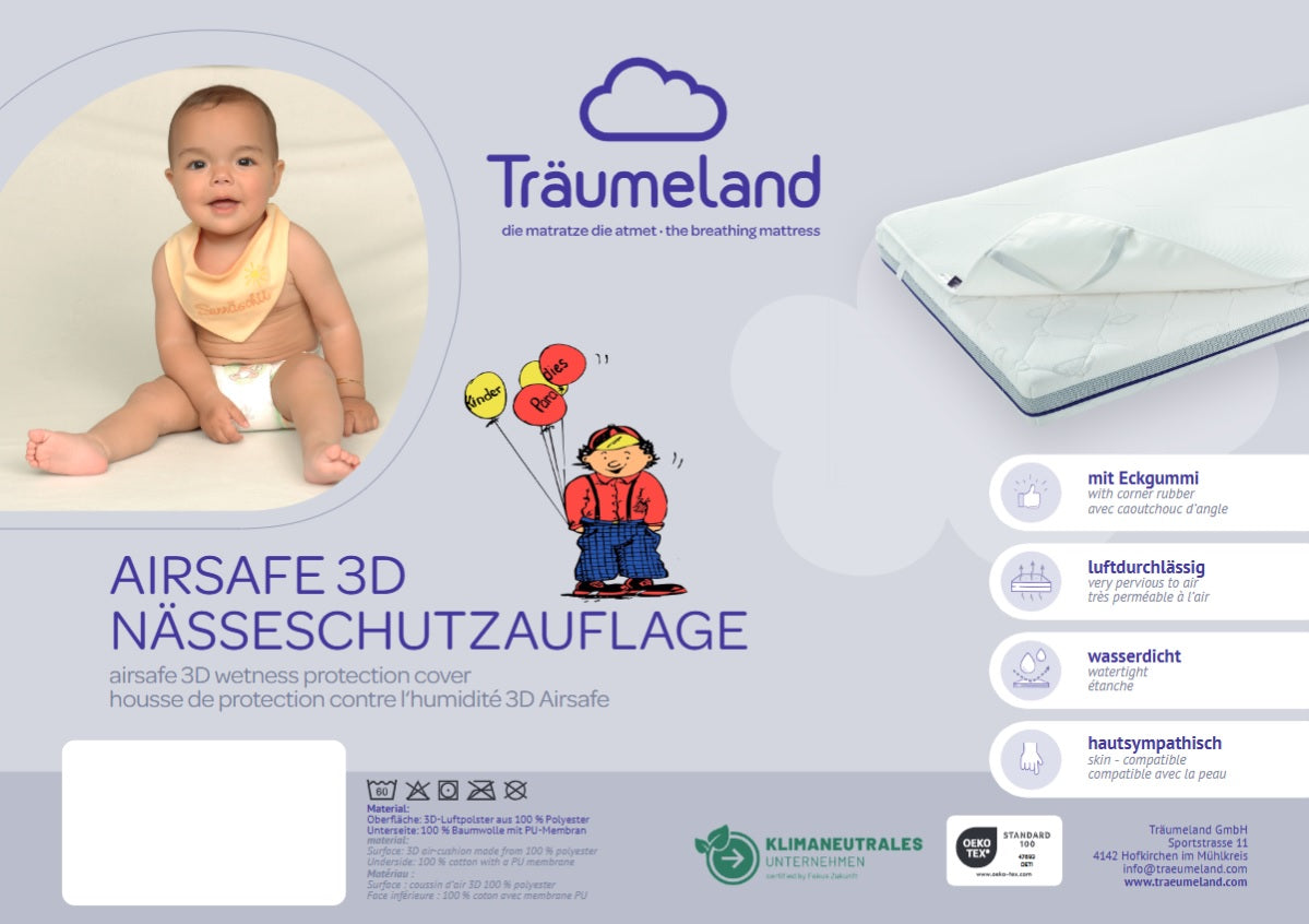 Träumeland AIRSAFE 3D-Nässeschutzauflage Debi mit Eckgummi 120 x 200 cm