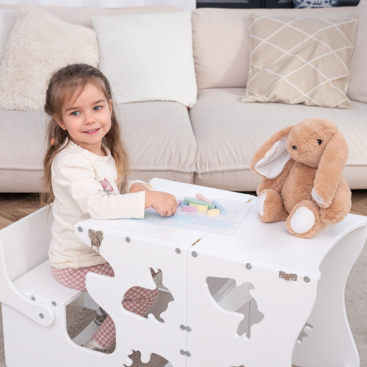 WOODANDHEARTS Lernturm Tiere weiss
