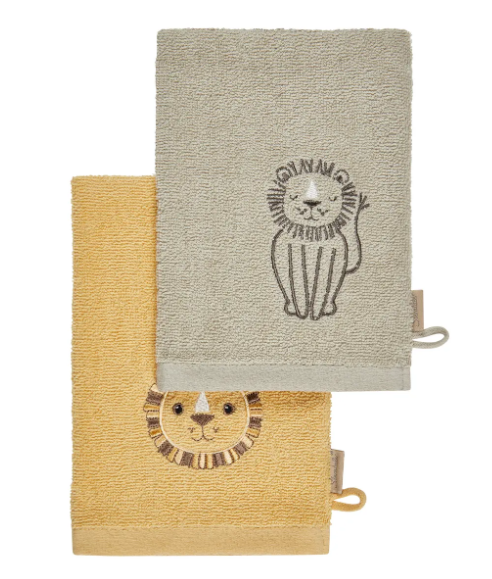 Sterntaler Waschlappen 2er-Pack Löwe Leo bunt