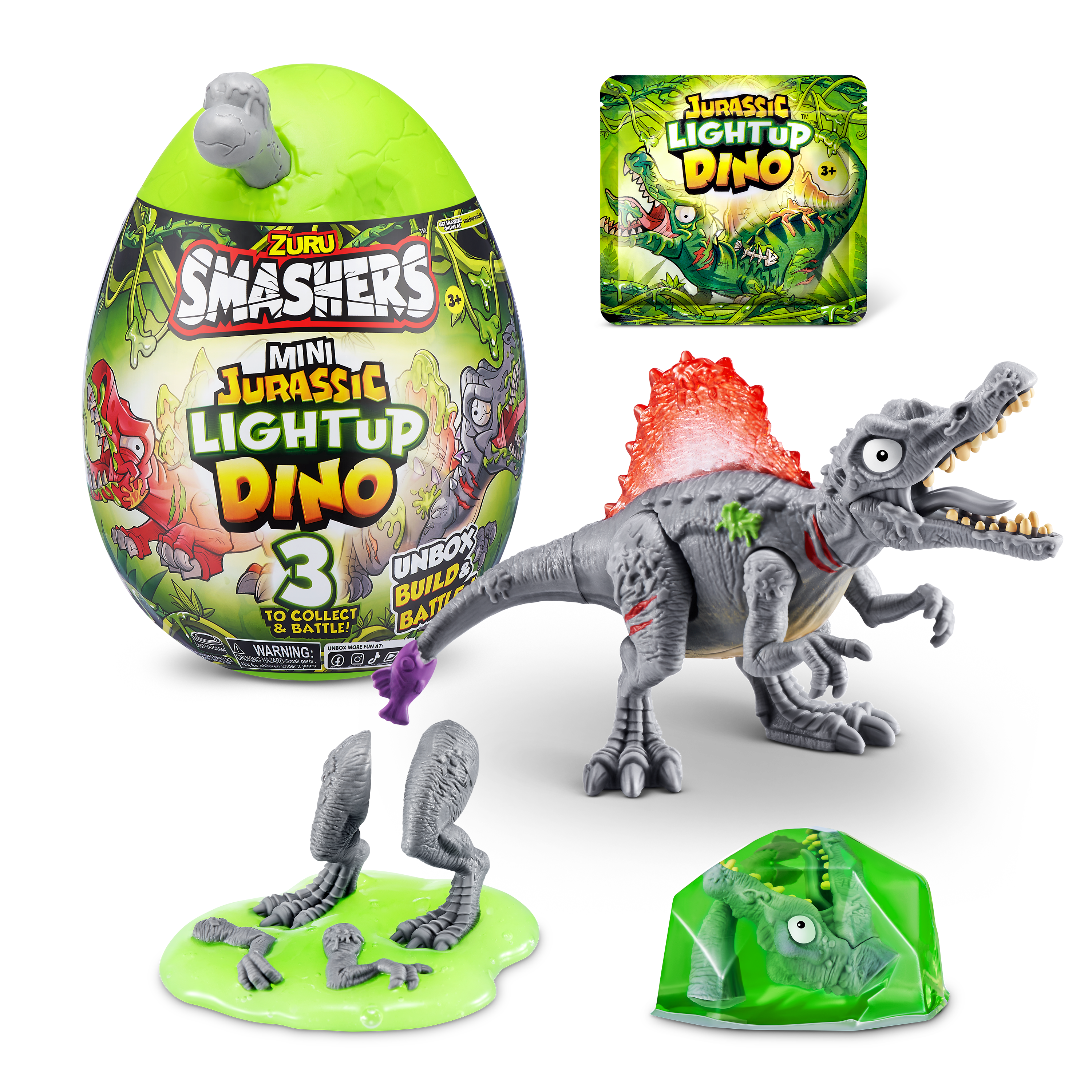 PAKA SMASHERS Jurassic Mini Light-Up Dino S1 PDQ