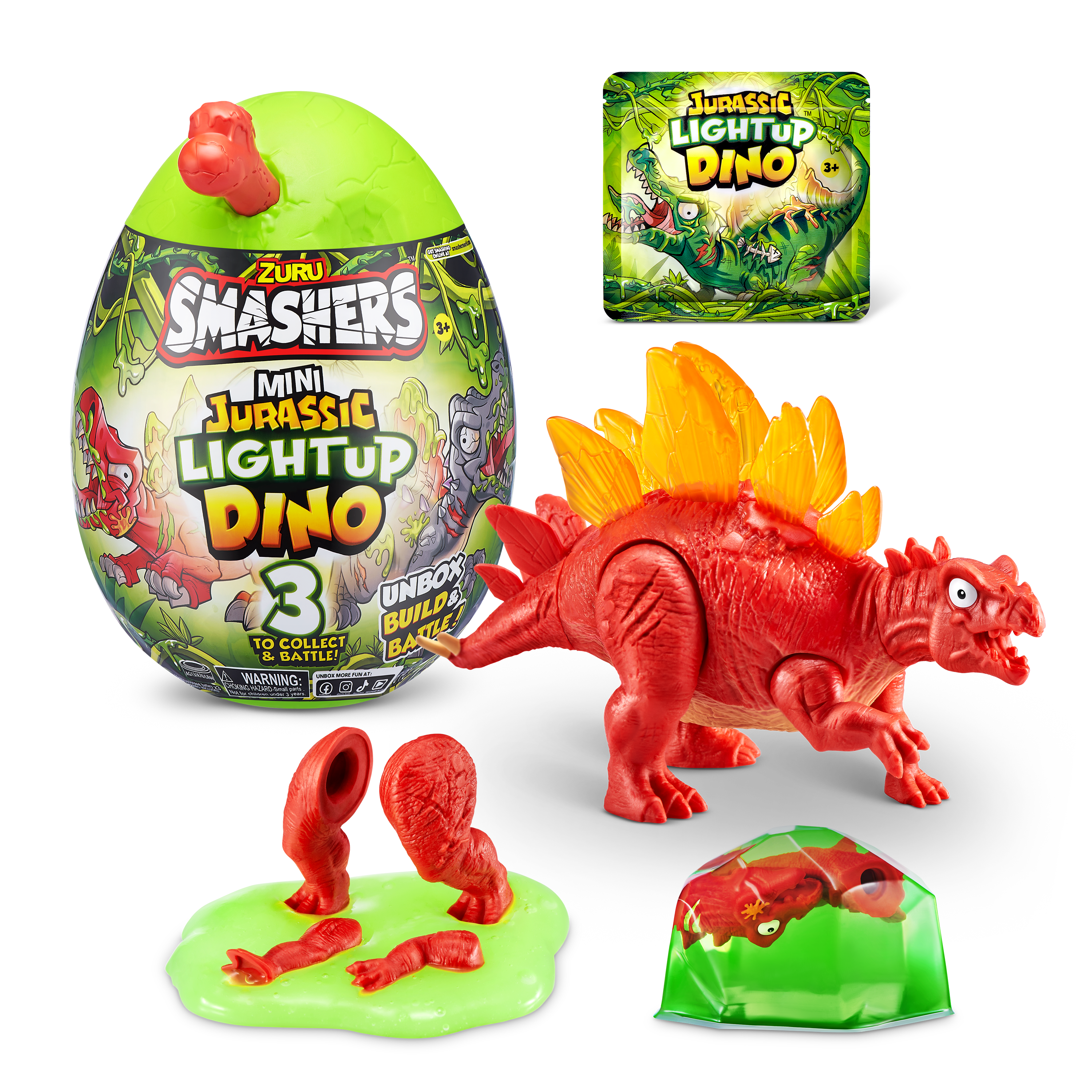 PAKA SMASHERS Jurassic Mini Light-Up Dino S1 PDQ