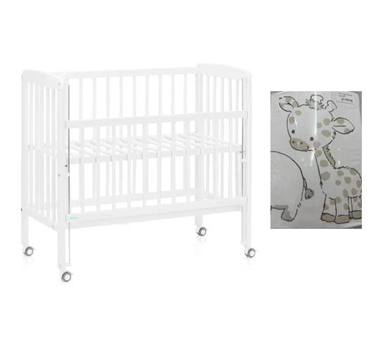 Fillikid Beistellbett Nino 90 x 45 cm mit Bettset-Set Giraffe gross &amp; atmungsaktiver Matratze Träumeland