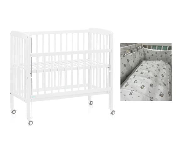 Fillikid Beistellbett Nino 90 x 45 cm mit Bettset-Set Trio & atmungsaktiver Matratze Träumeland