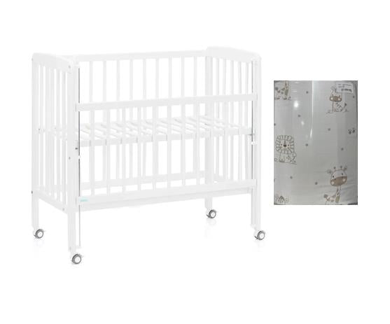 Fillikid Beistellbett Nino 90 x 45 cm mit Bettset-Set Löwe/Giraffe &amp; atmungsaktiver Matratze Träumeland