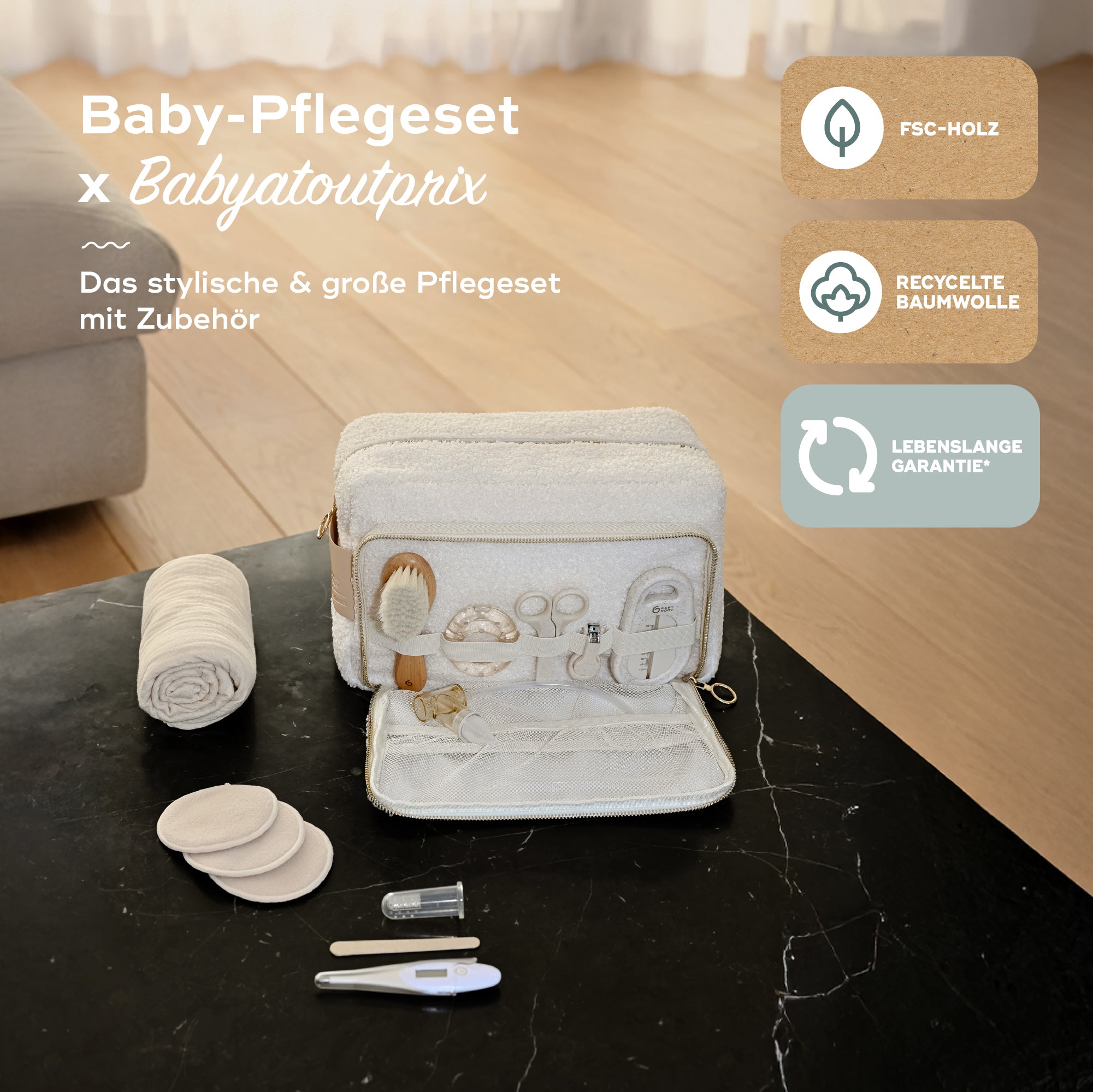 Babymoov Babypflege-Set Curl White inkl. 11-teiligem Zubehör