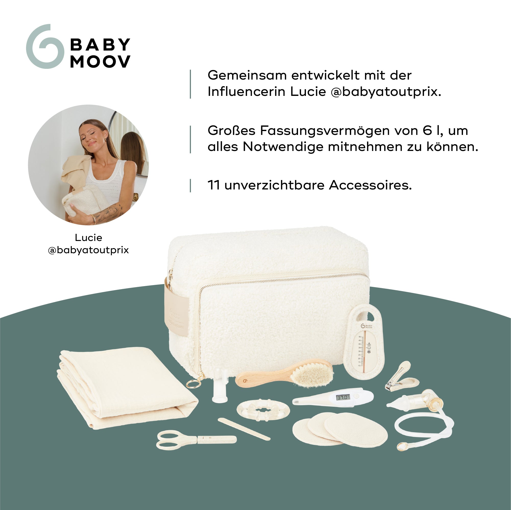 Babymoov Babypflege-Set Curl White inkl. 11-teiligem Zubehör