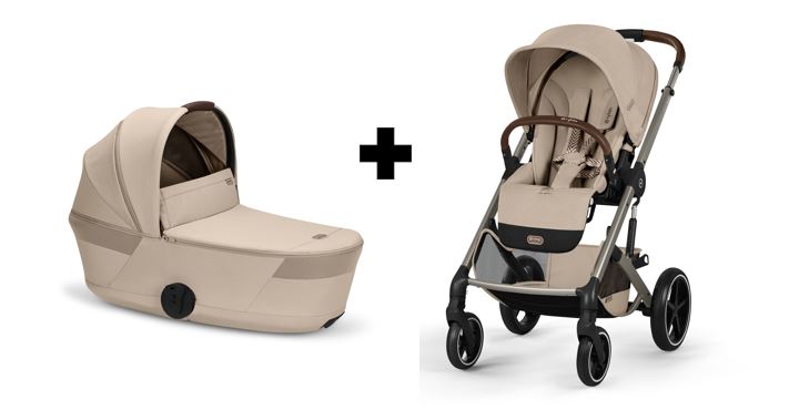 Cybex Balios S Lux Kombikinderwagen mit faltbarer Babywanne Almond Beige