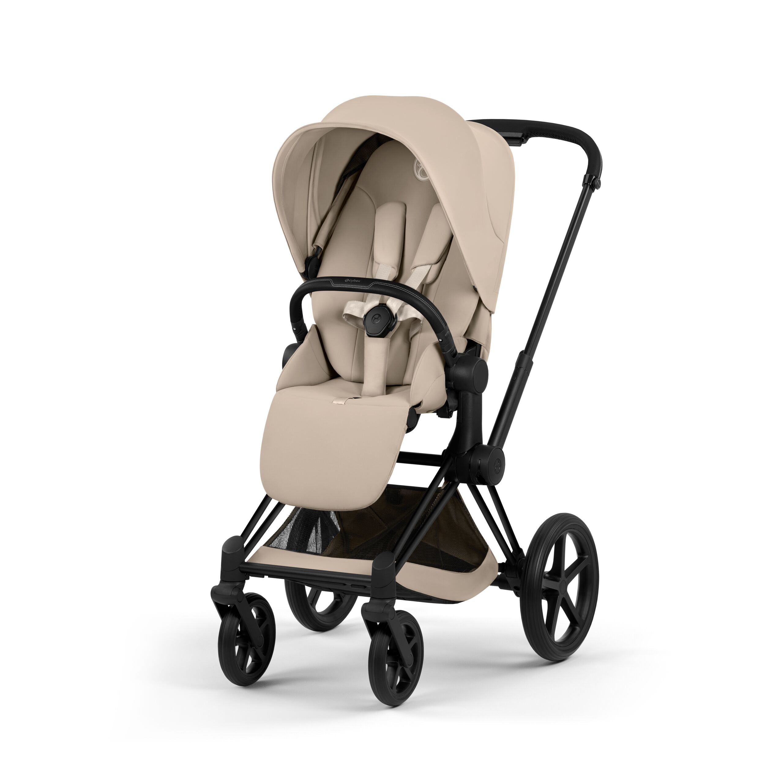 Cybex PRIAM 5 Comfort Matt Black inkl. Babywanne faltbar Cozy Beige