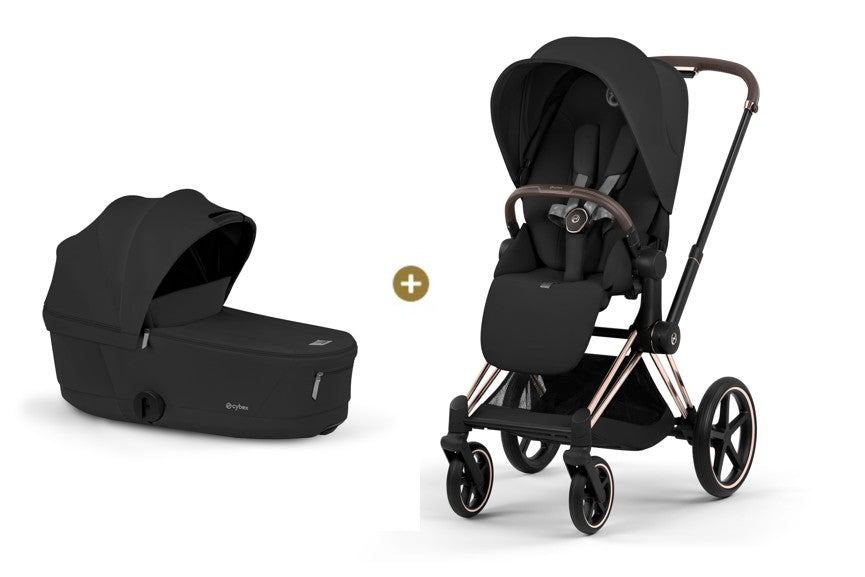 Cybex PRIAM 5 Comfort Rosegold inkl. Babywanne faltbar Sepia Black