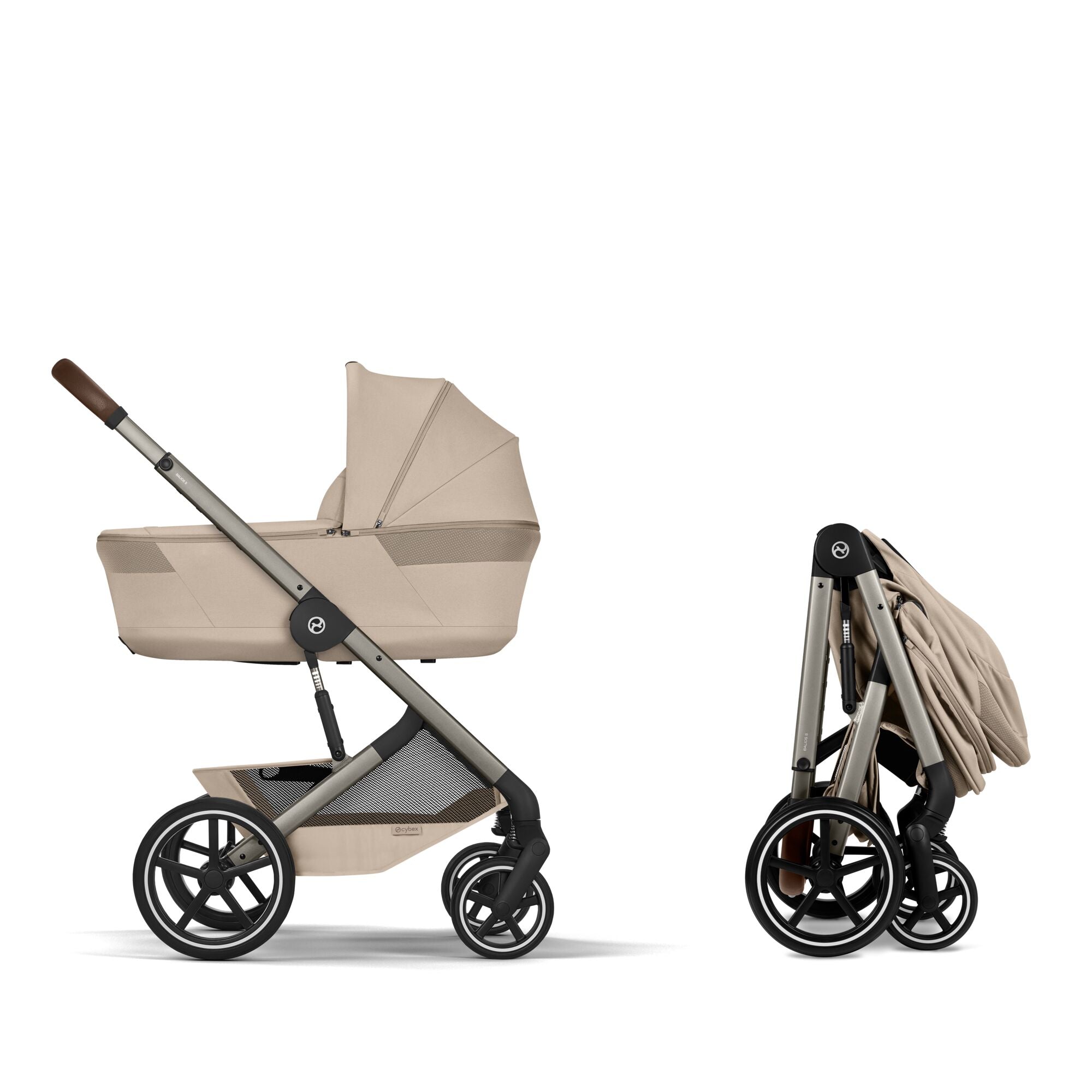 Cybex Balios S Lux Kombikinderwagen mit faltbarer Babywanne Almond Beige