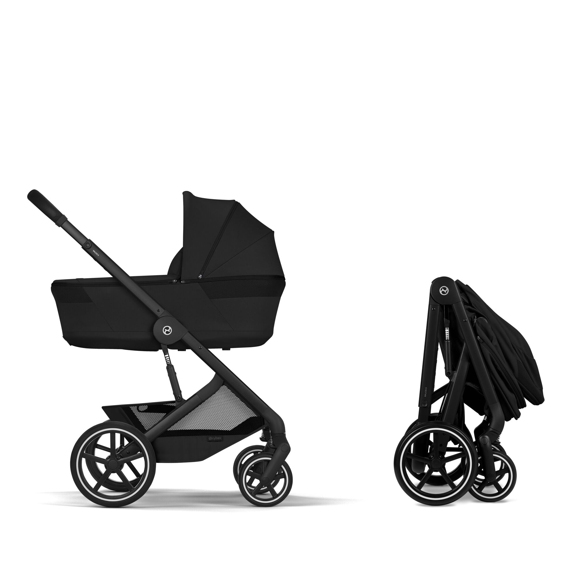 Cybex Balios S Lux Kombikinderwagen mit faltbarer Babywanne Moon Black