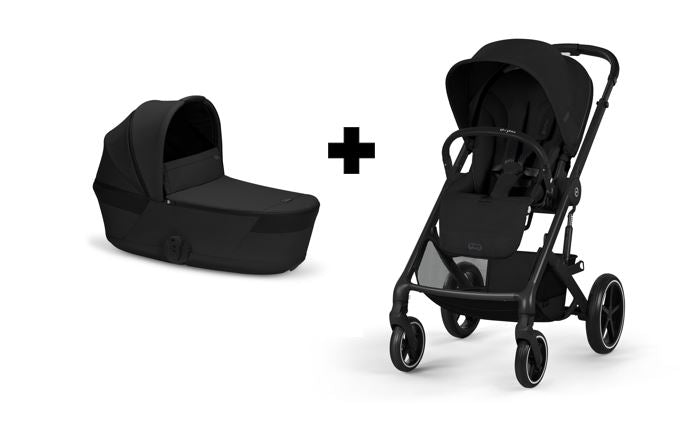 Cybex Balios S Lux Kombikinderwagen mit faltbarer Babywanne Moon Black