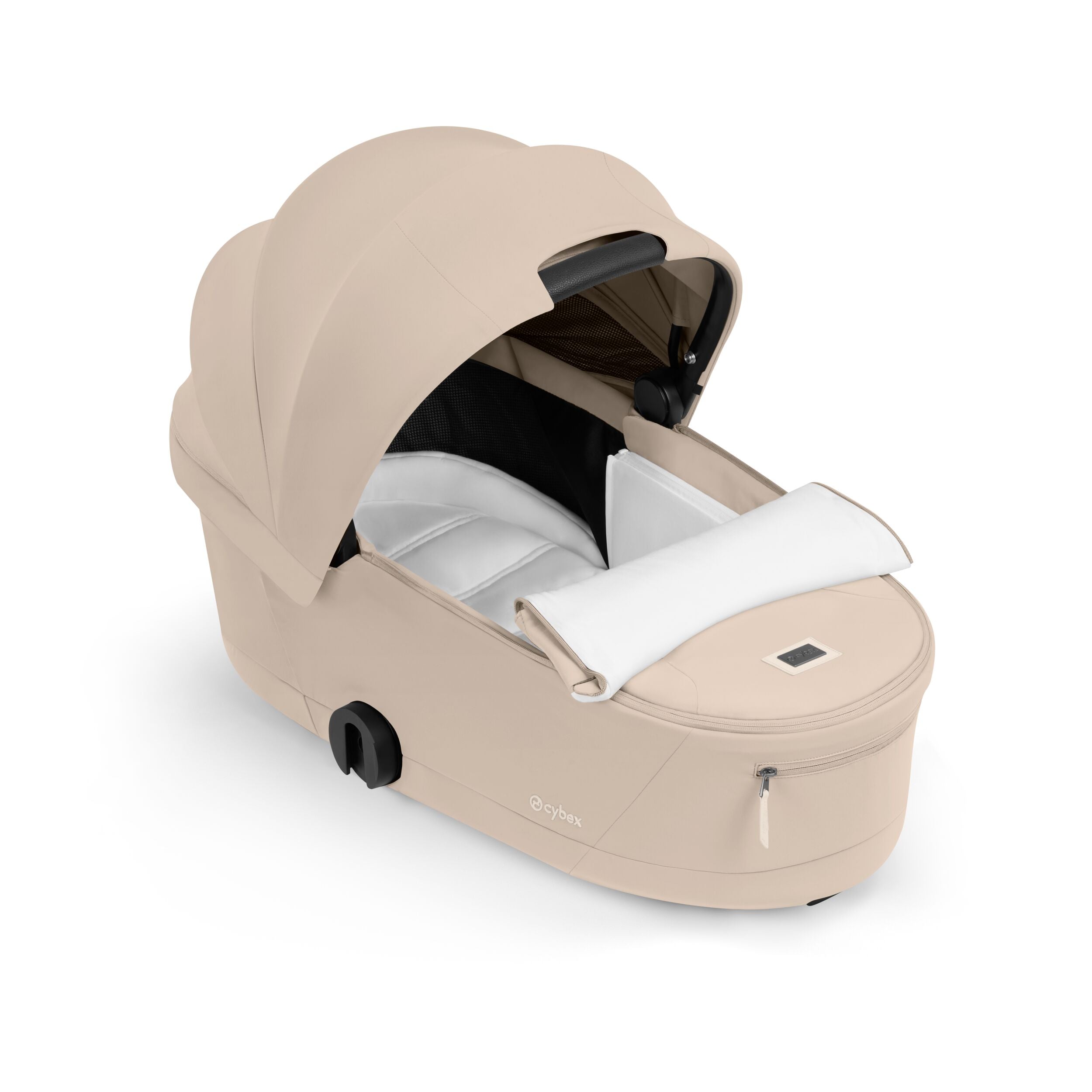 Cybex E-PRIAM 5 Comfort Matt Black inkl. Babywanne faltbar Cozy Beige