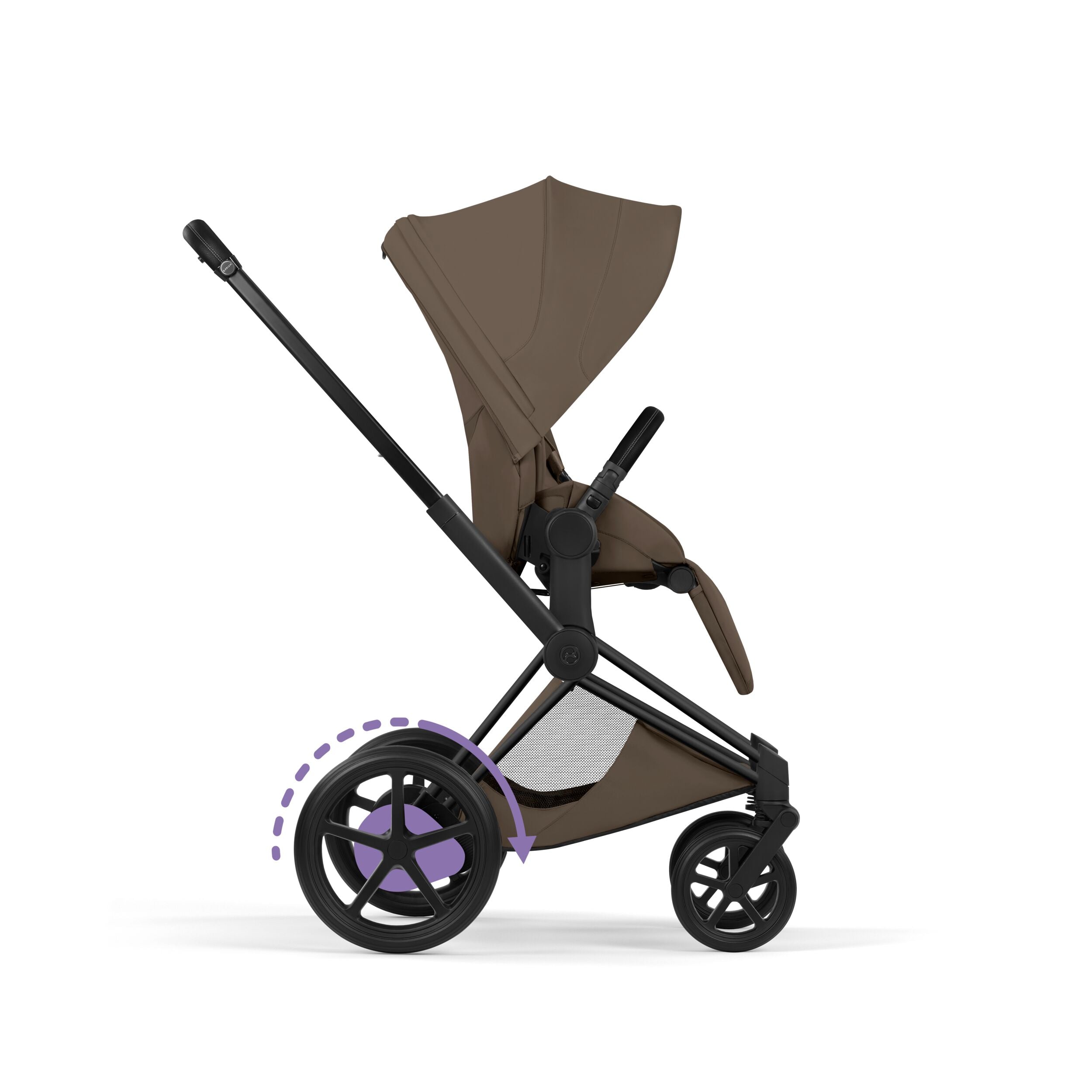 Cybex E-PRIAM 5 Comfort Matt Black inkl. Babywanne faltbar Coconut Brown