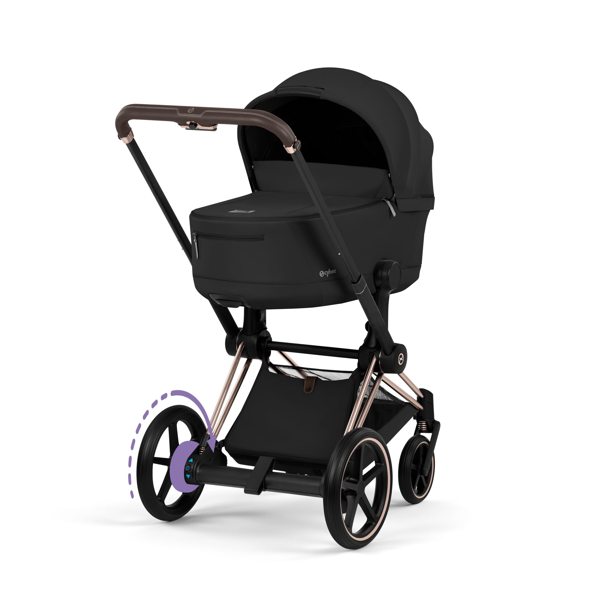 Cybex E-PRIAM 5 Comfort Rosegold inkl. Babywanne faltbar Sepia Black