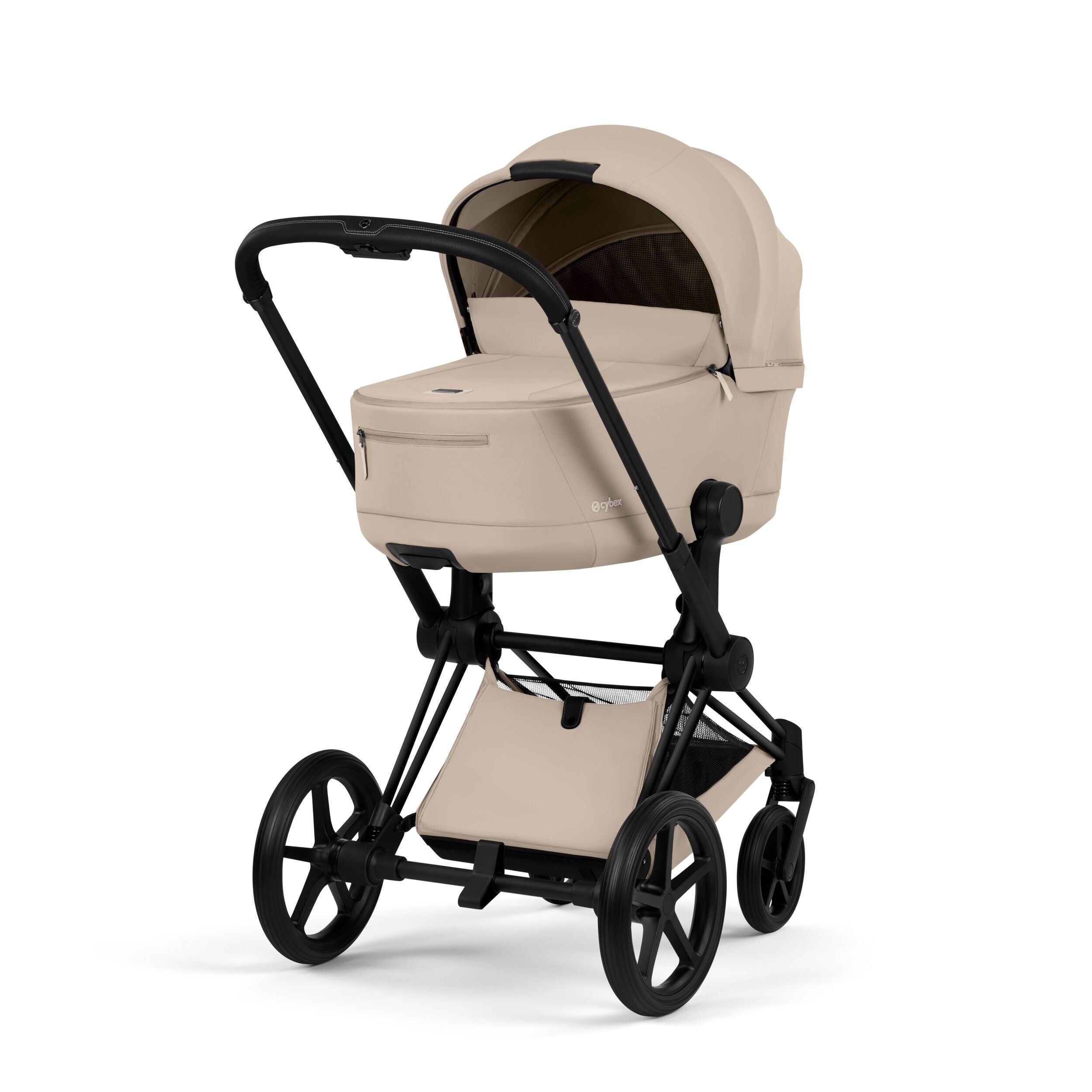 Cybex PRIAM 5 Comfort Matt Black inkl. Babywanne faltbar Cozy Beige