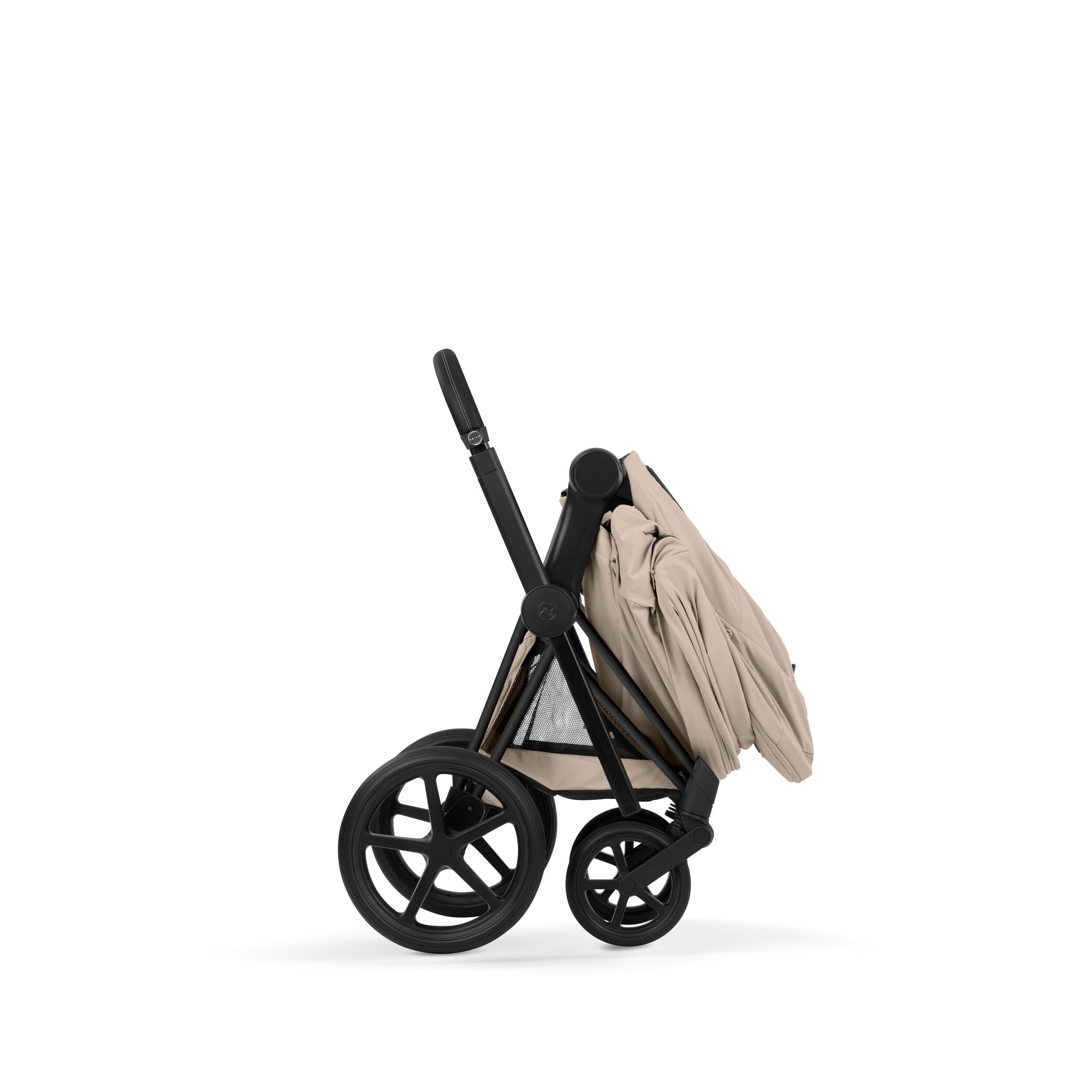 Cybex PRIAM 5 Comfort Matt Black inkl. Babywanne faltbar Cozy Beige