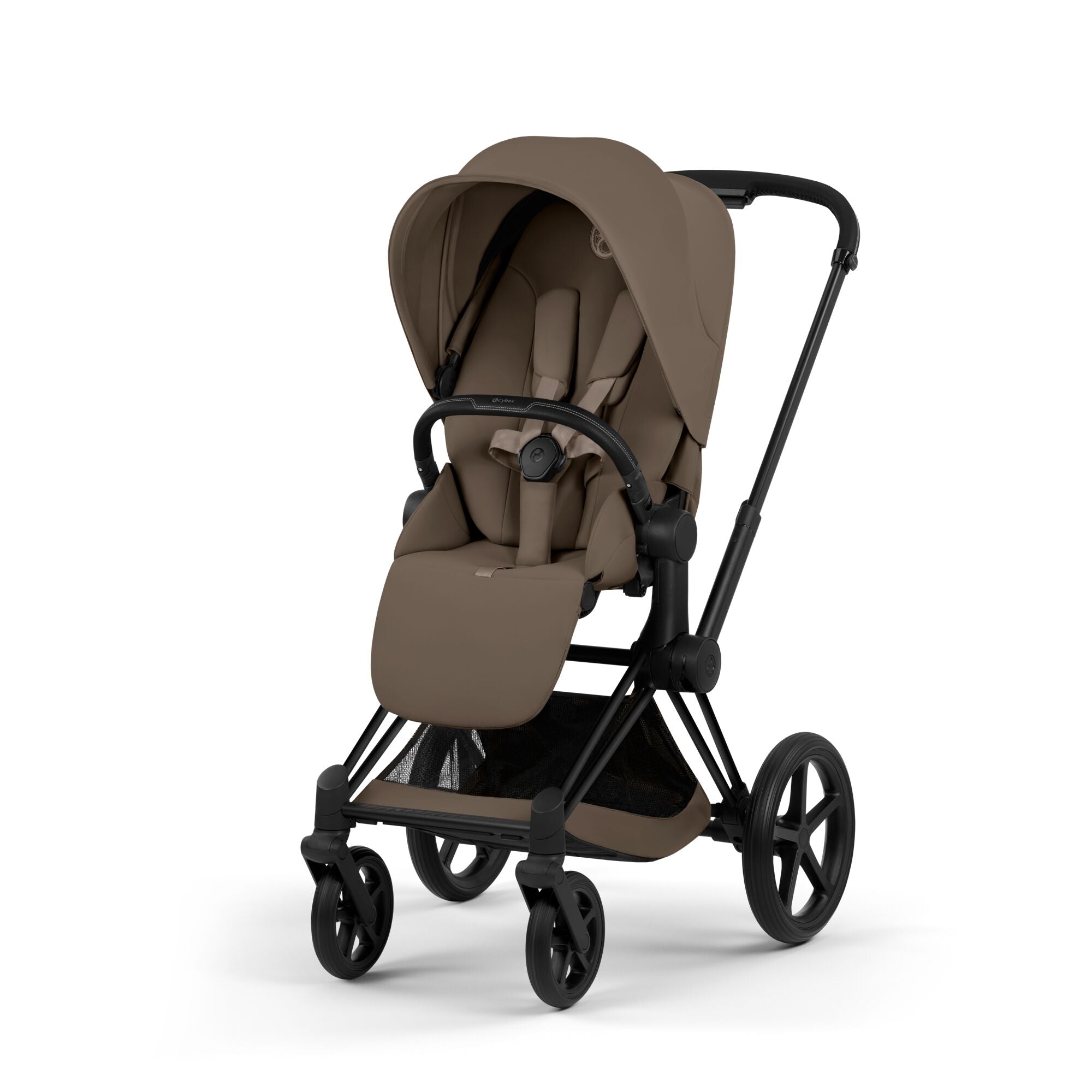 Cybex PRIAM 5 Comfort Matt Black inkl. Babywanne faltbar Coconut Brown