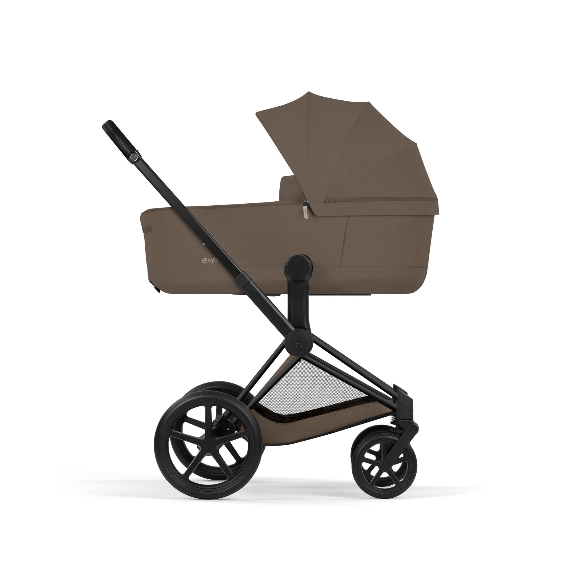 Cybex PRIAM 5 Comfort Matt Black inkl. Babywanne faltbar Coconut Brown
