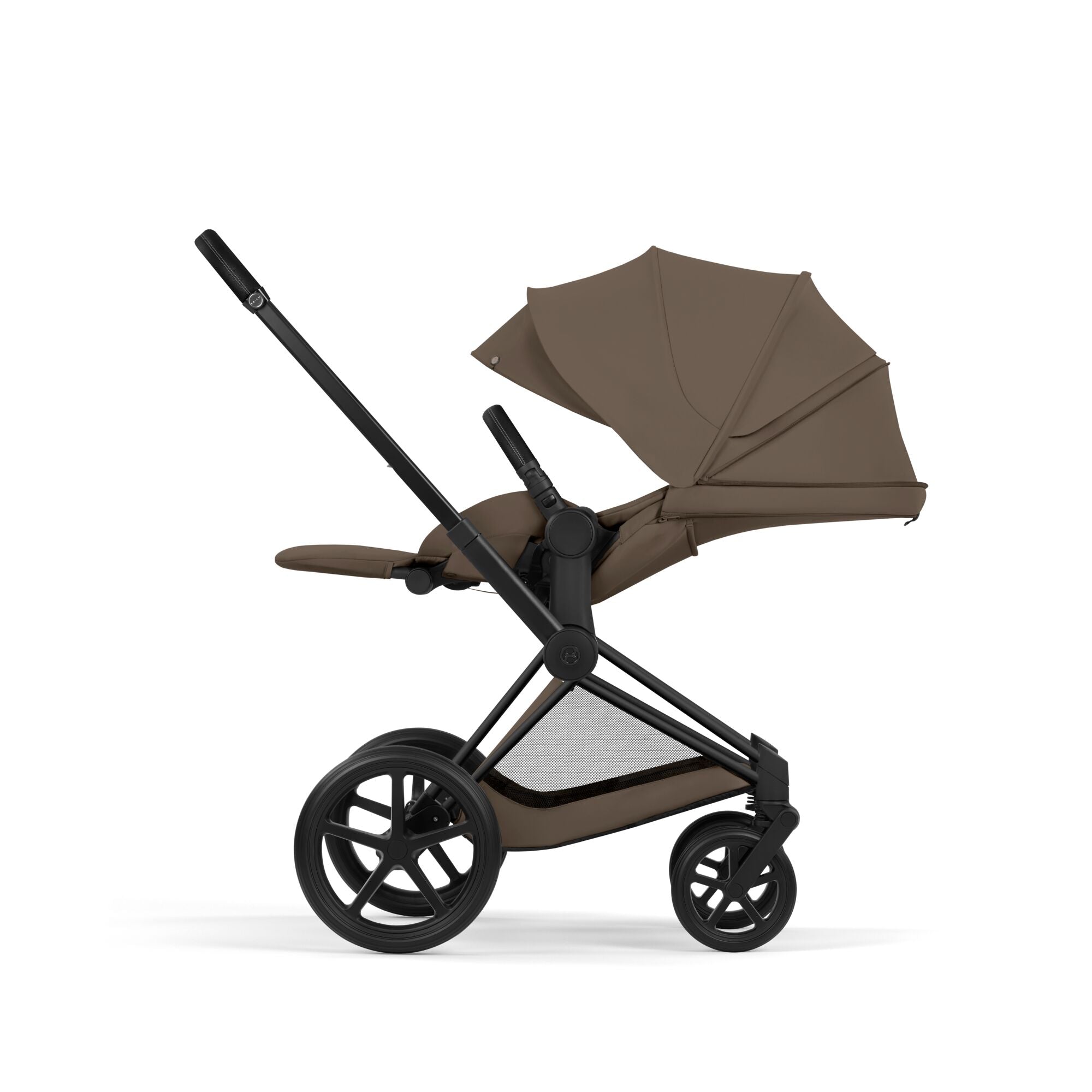 Cybex PRIAM 5 Comfort Matt Black inkl. Babywanne faltbar Coconut Brown