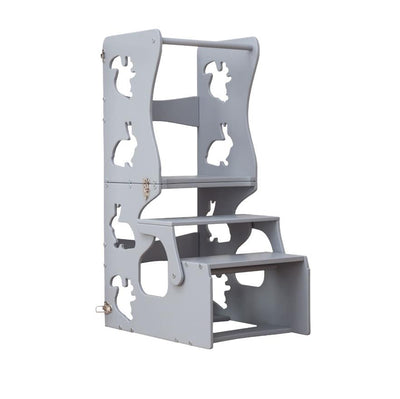 WOODANDHEARTS Lernturm Tiere grau