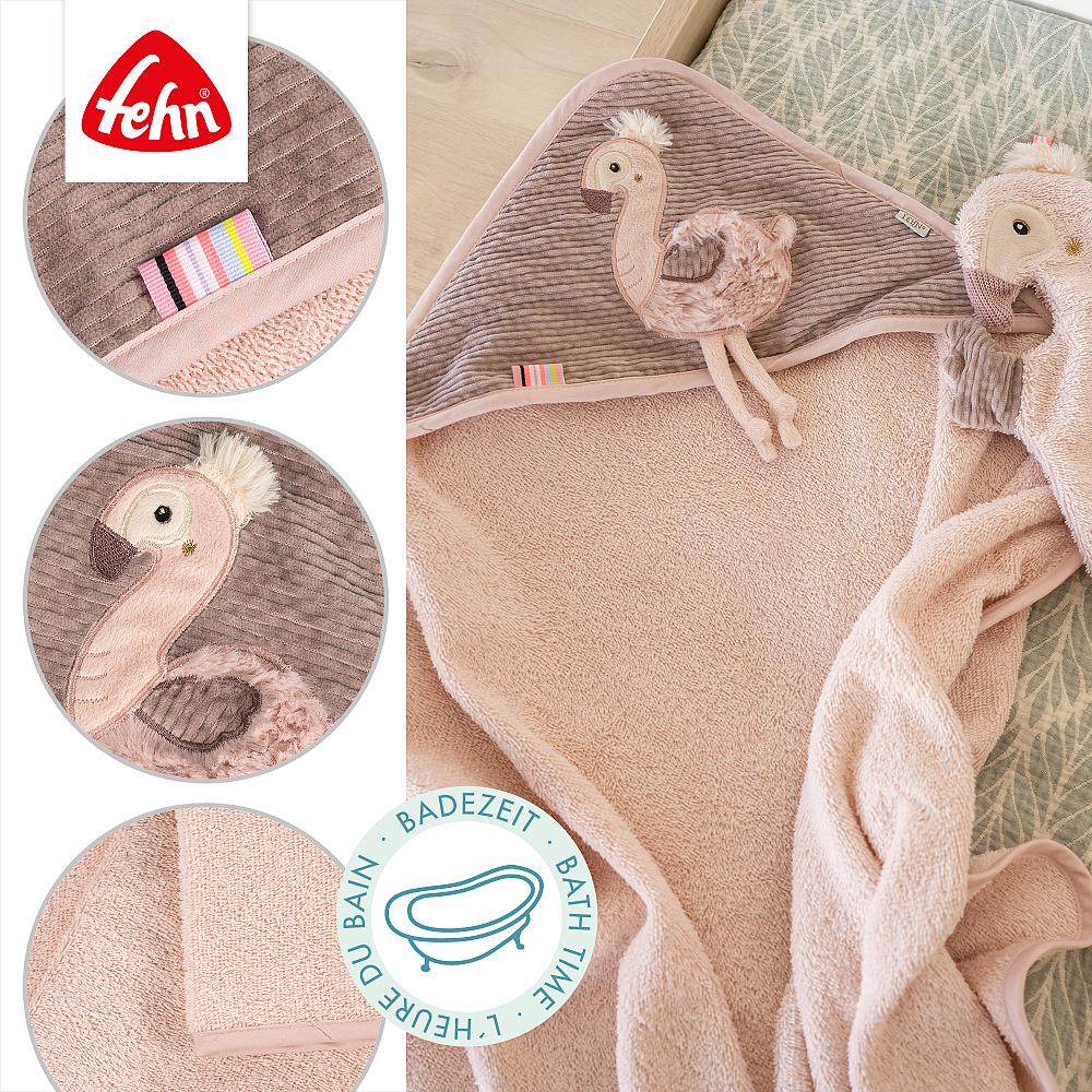 Fehn Kapuzenbadetuch Flamingo