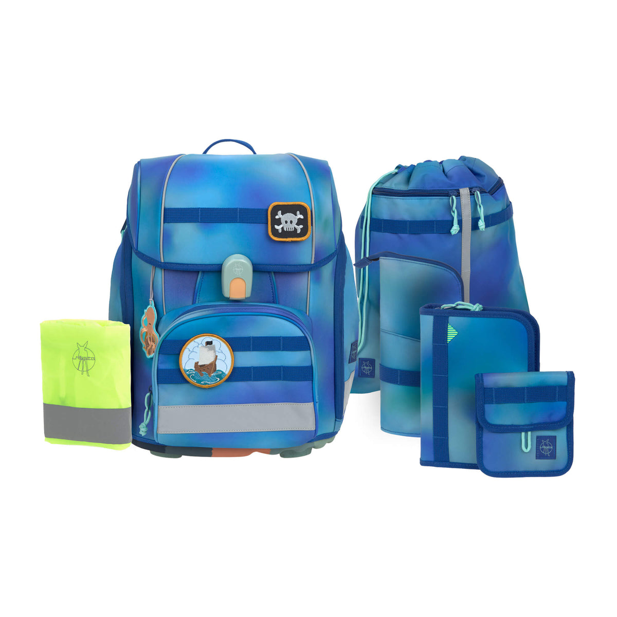 Lässig Schulranzen Set 7-teilig Boxy - Unique Gradient grün-blau