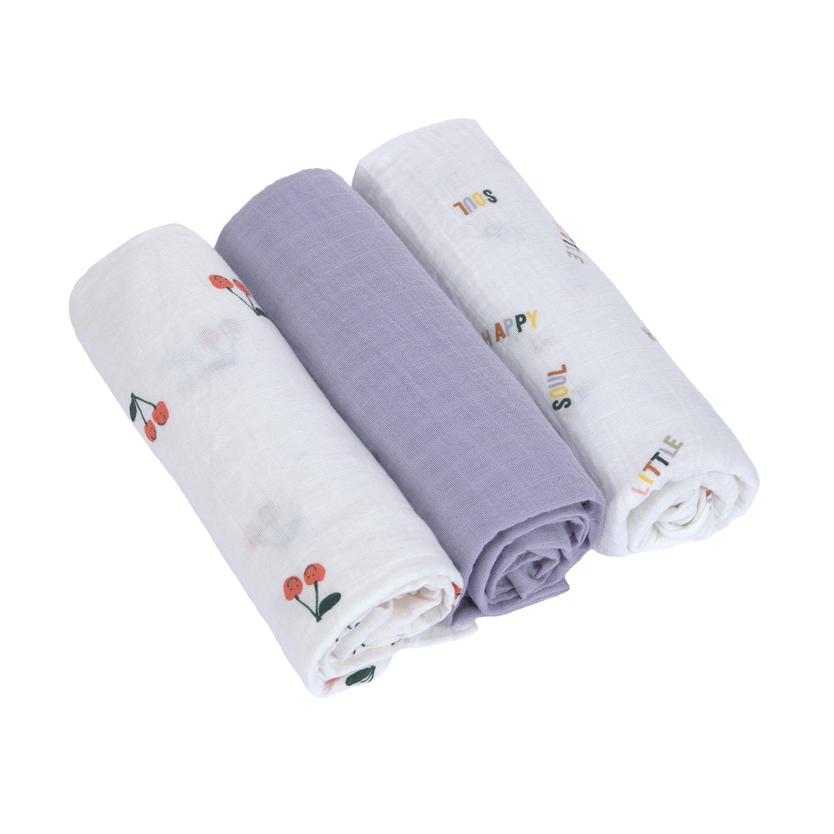 Lässig Muslin Swaddle &amp; Burp Blankets L GOTS Happy Fruits, Kirsche