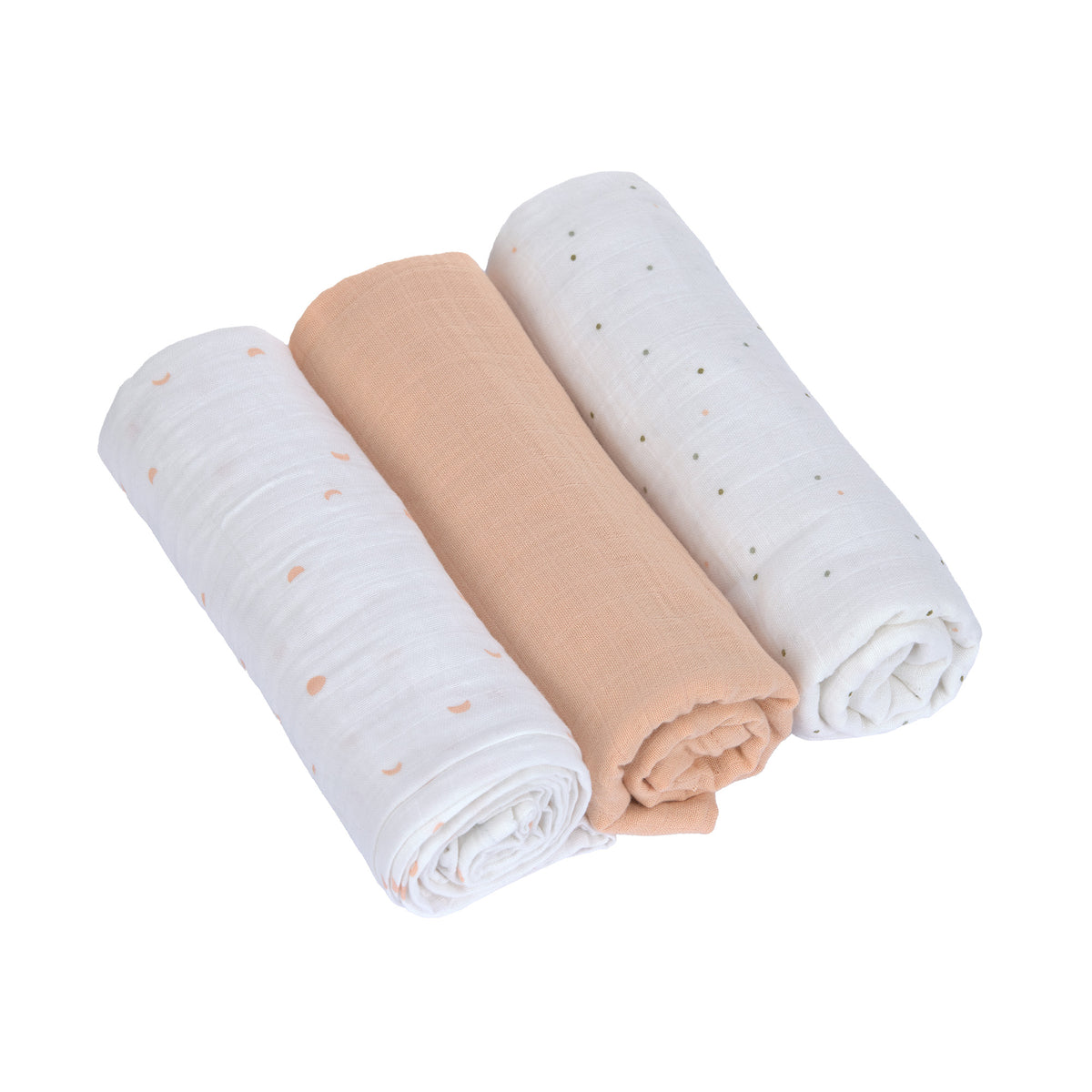 Lässig Muslin Swaddle &amp; Burp Blankets L GOTS Moon peach